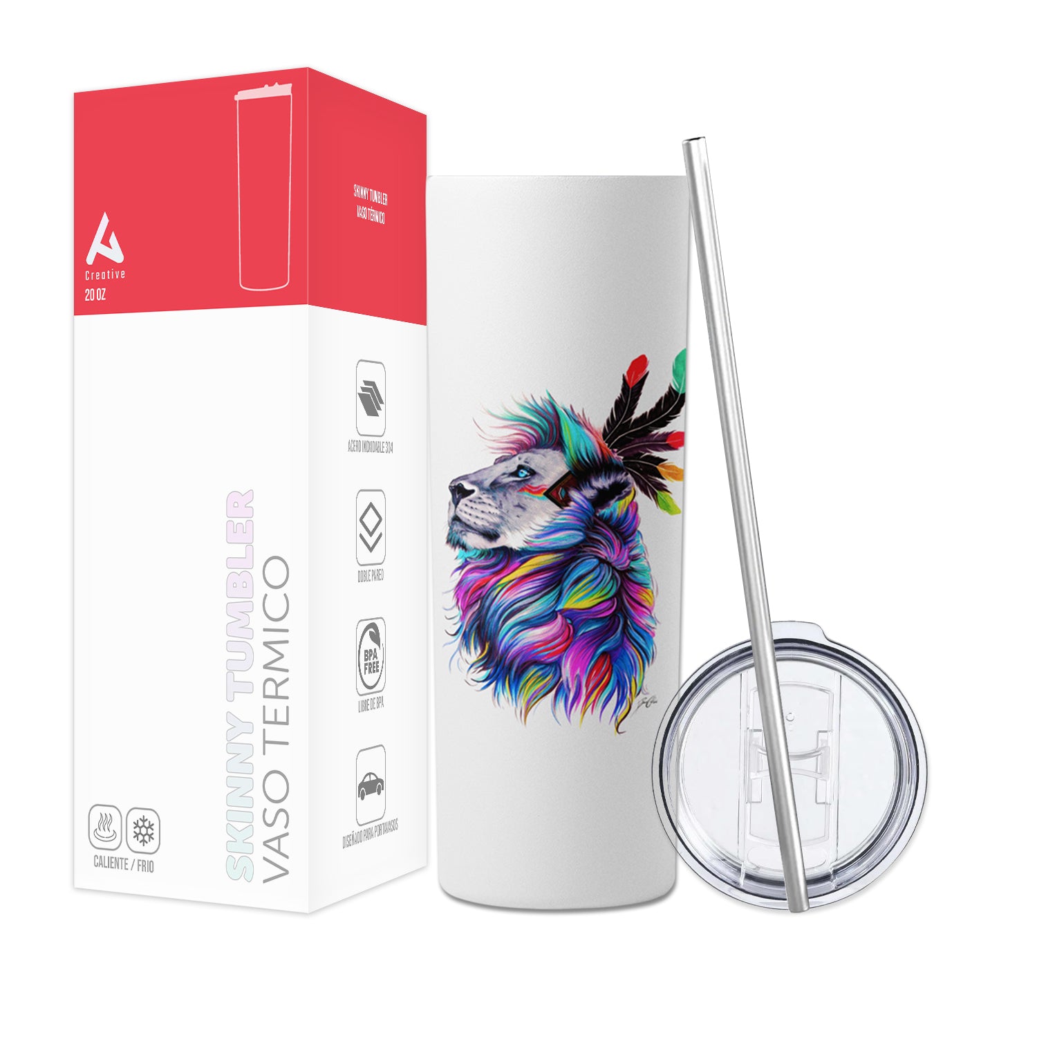 Termo Skinny Tumbler 20 Oz. Leon de colores