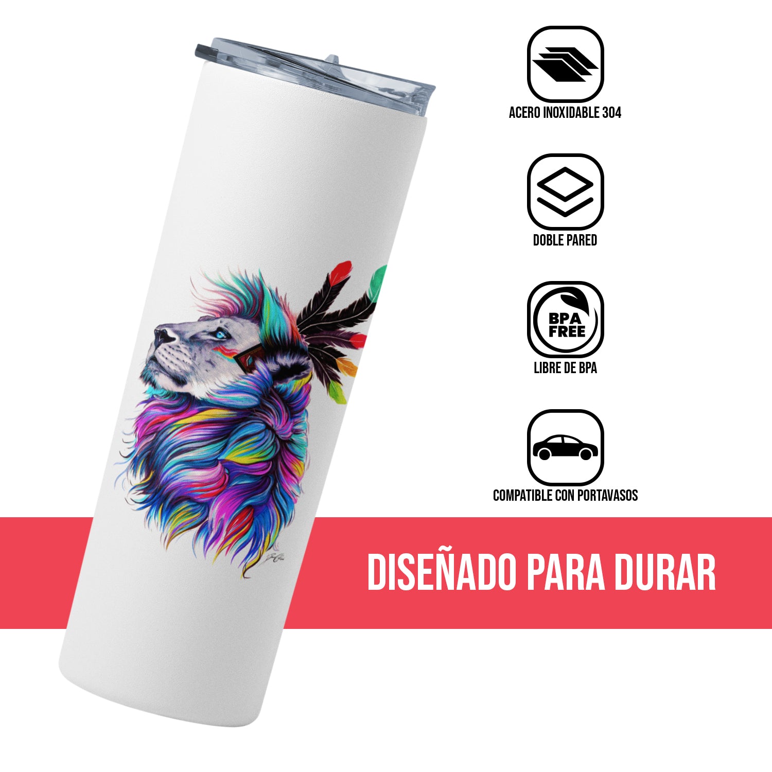 Termo Skinny Tumbler 20 Oz. Leon de colores