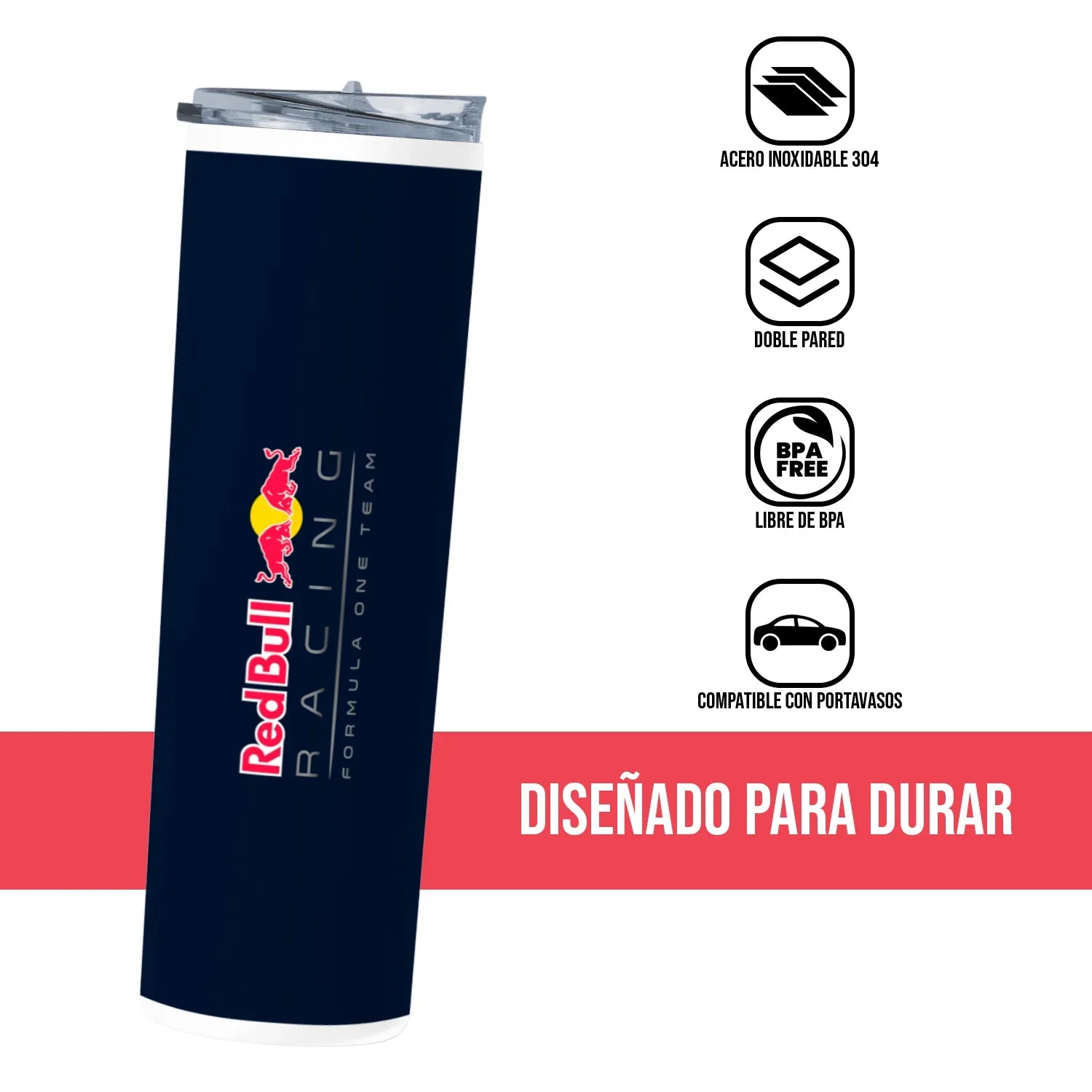 Termo Skinny Tumbler 20 oz de acero inoxidable - Red Bull Racing