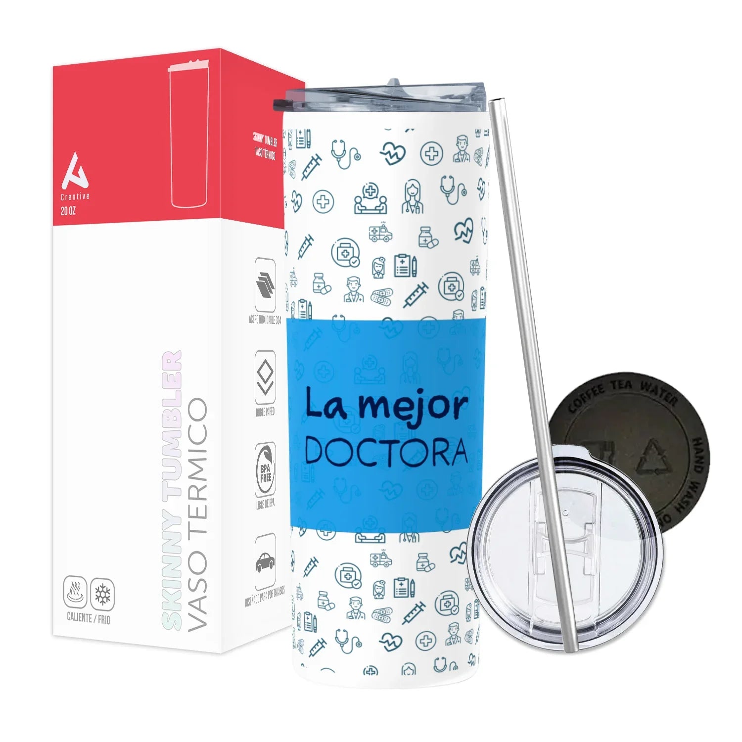 Termo Skinny Tumbler 20 oz de acero inoxidable - La Mejor Doctora