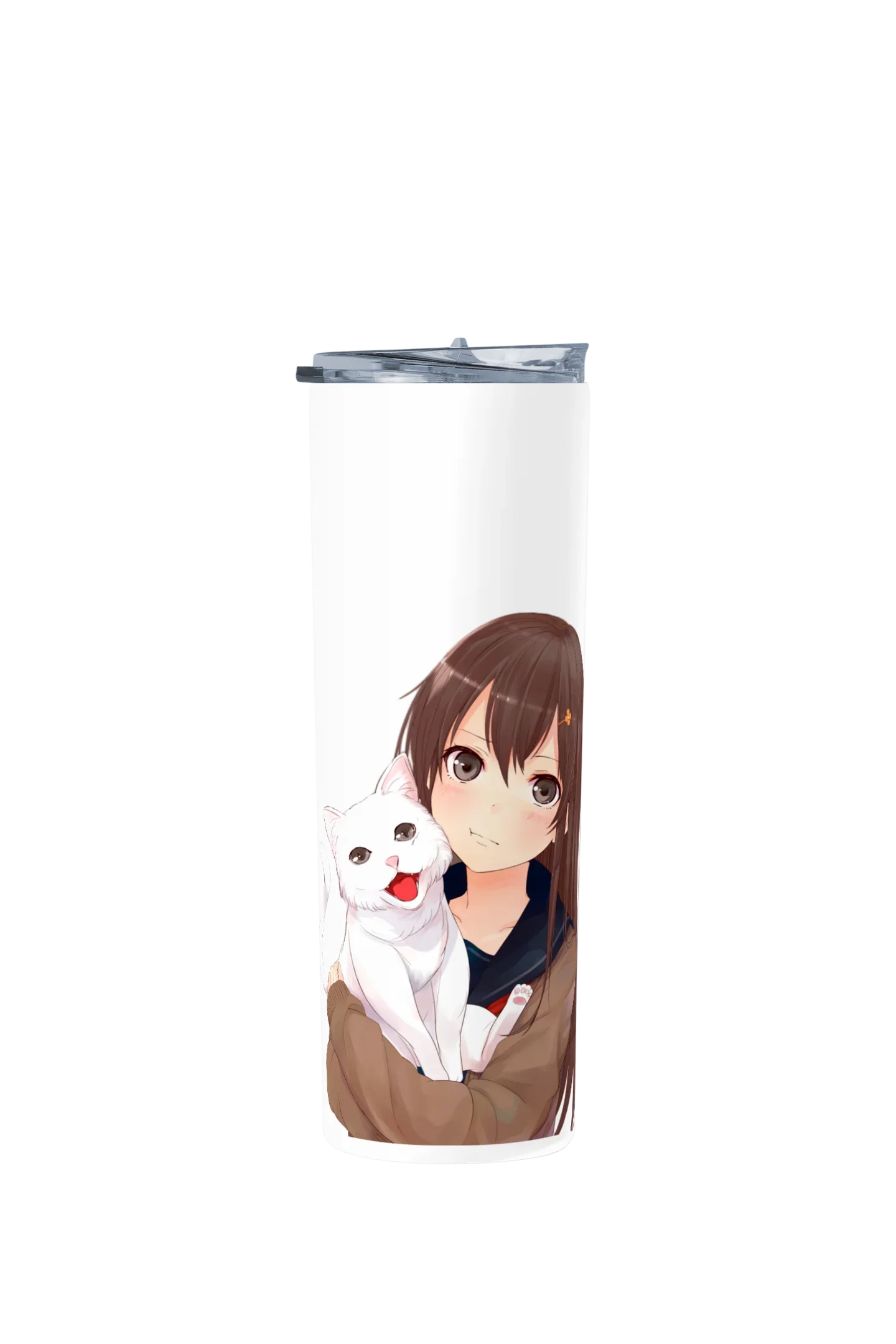 Termo Skinny Tumbler 20 oz de acero inoxidable - Chica anime con gatito