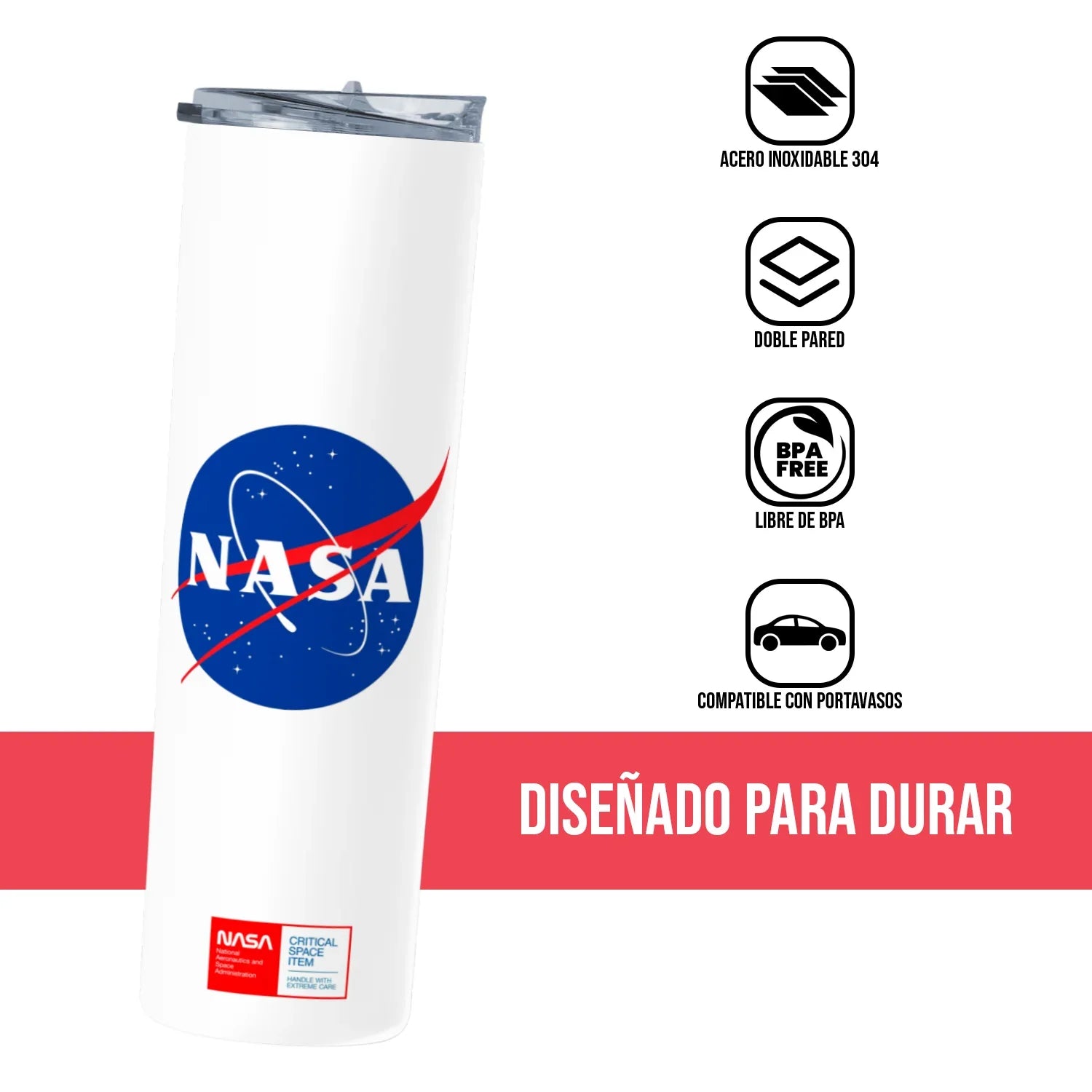 Termo Skinny Tumbler 20 oz de acero inoxidable - Nasa Critical Device