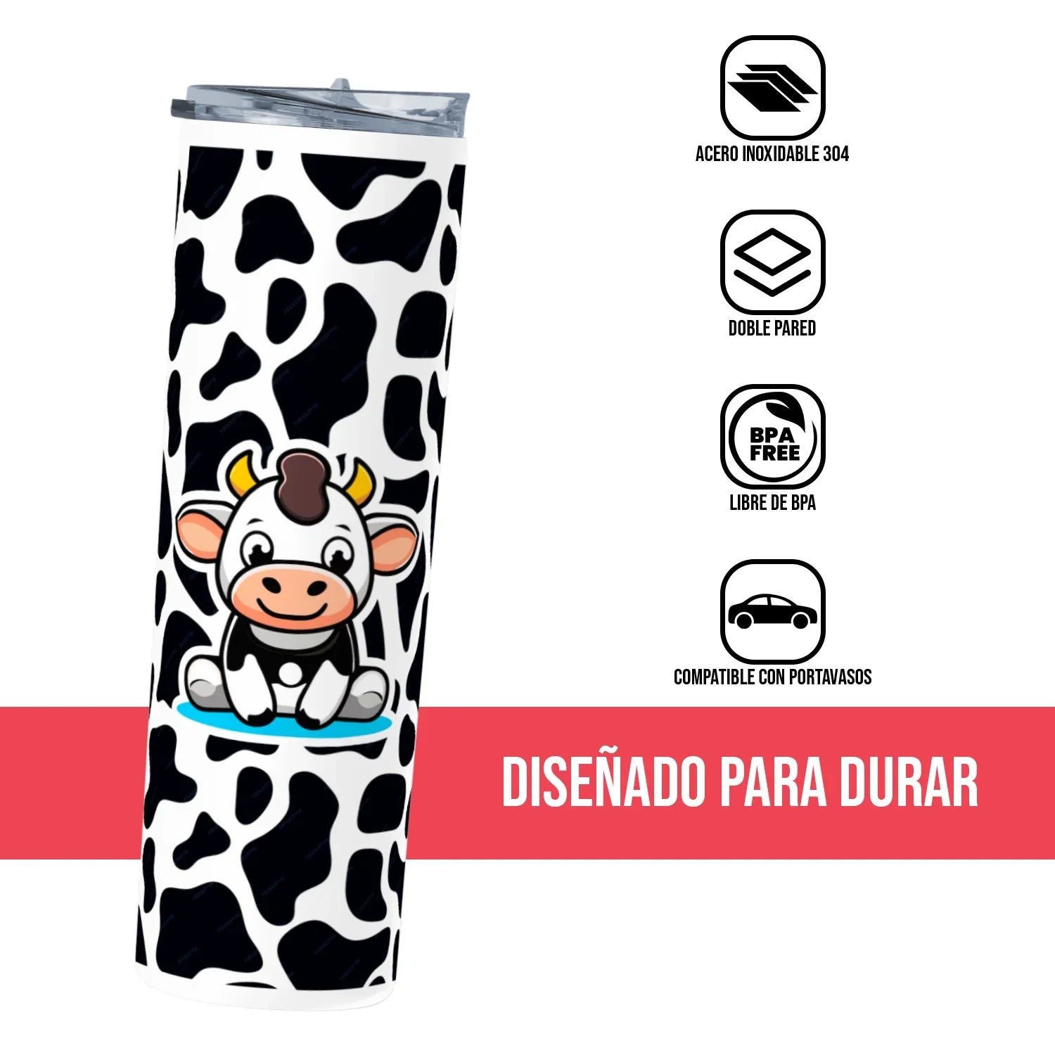 Termo Skinny Tumbler 20 oz de acero inoxidable - Vaquita