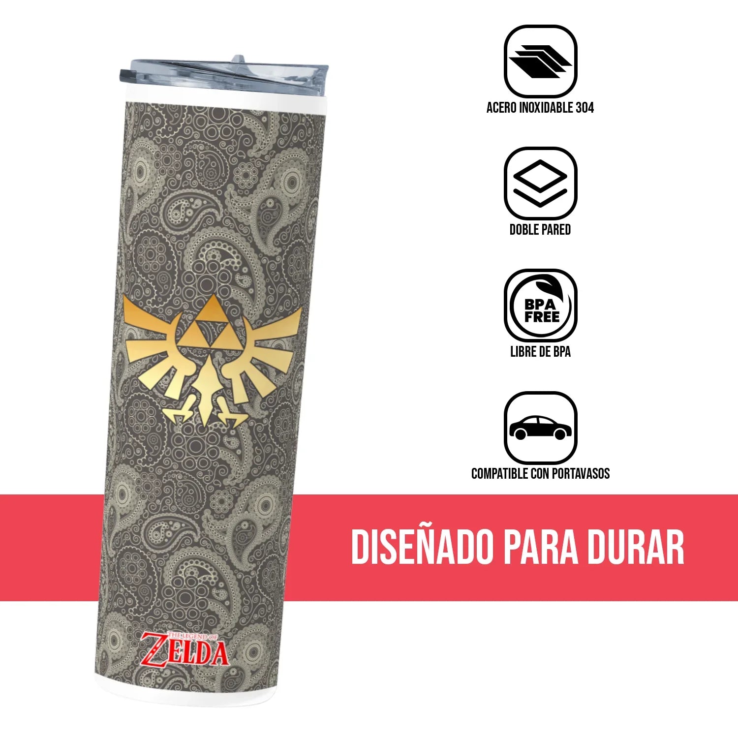 Termo Skinny Tumbler 20 oz de acero inoxidable - Zelda