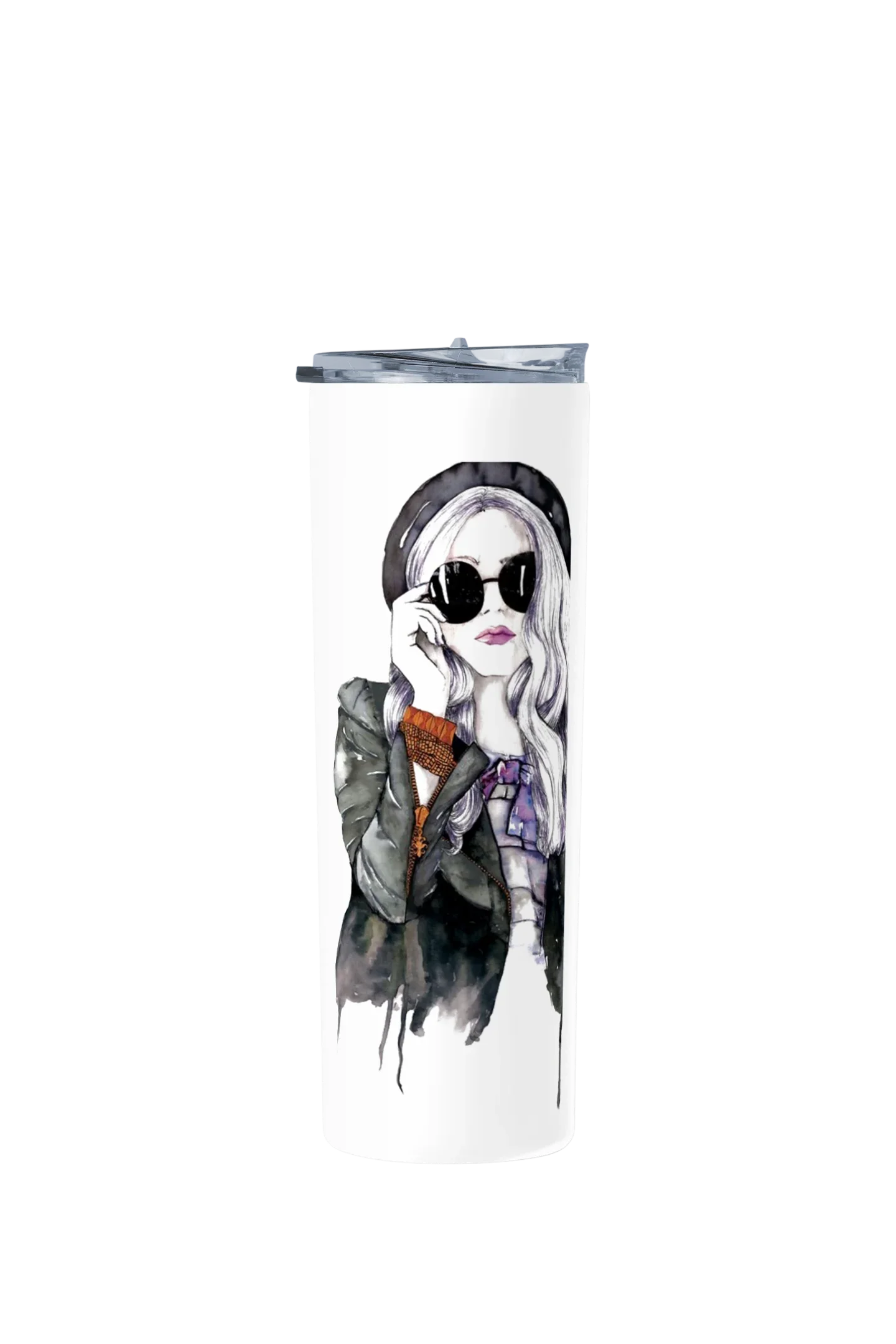 Termo Skinny Tumbler 20 oz de acero inoxidable - Chica con lentes oscuros