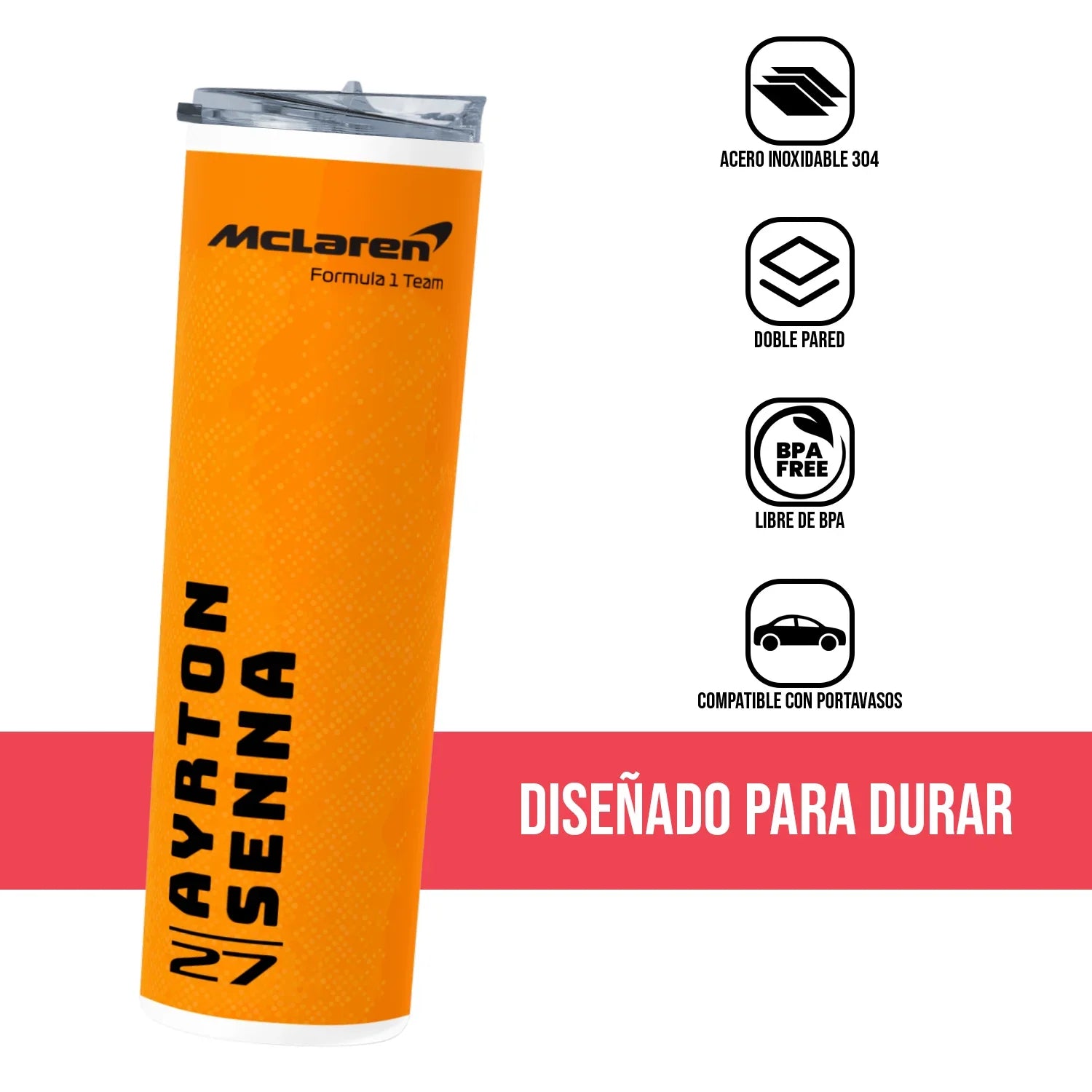 Termo Skinny Tumbler 20 oz de acero inoxidable - Ayrton Senna
