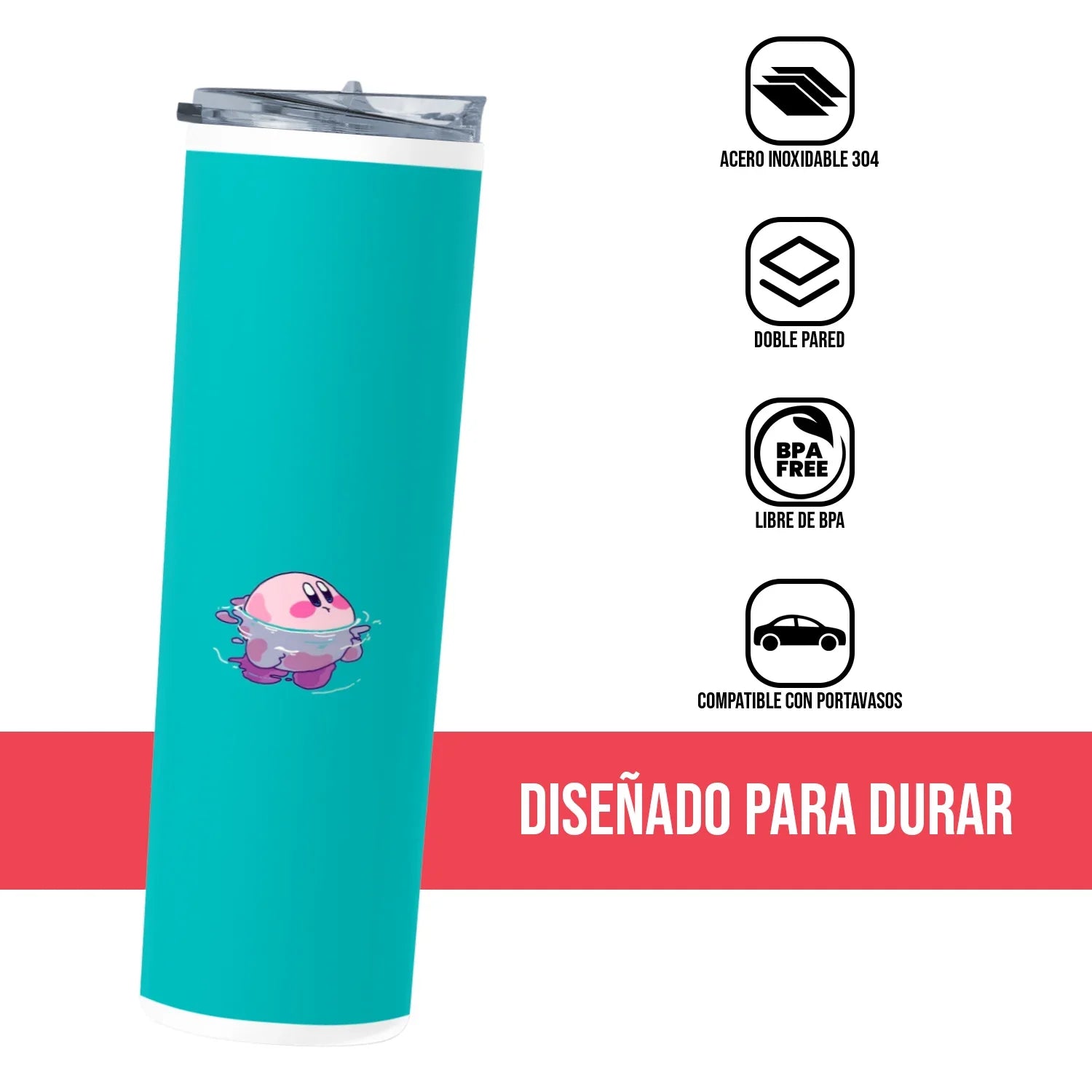 Termo Skinny Tumbler 20 oz de acero inoxidable - Nintendo Kirby
