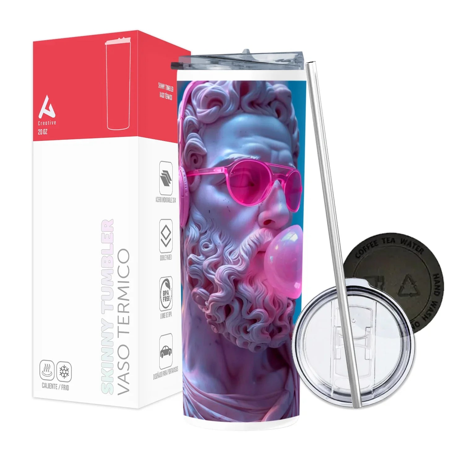 Termo Skinny Tumbler 20 oz de acero inoxidable - Griego Mascando Chicle
