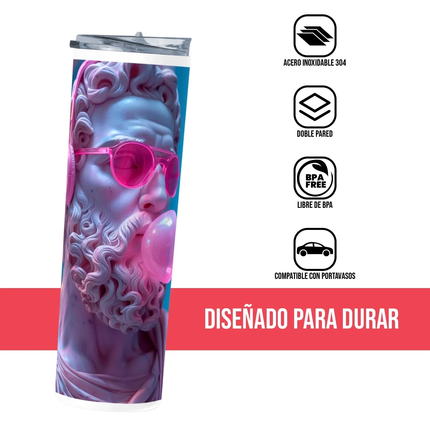 Termo Skinny Tumbler 20 oz de acero inoxidable - Griego Mascando Chicle
