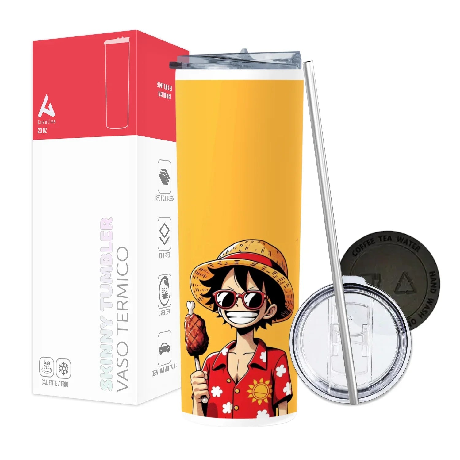 Termo Skinny Tumbler 20 oz de acero inoxidable - One Piece Luffy
