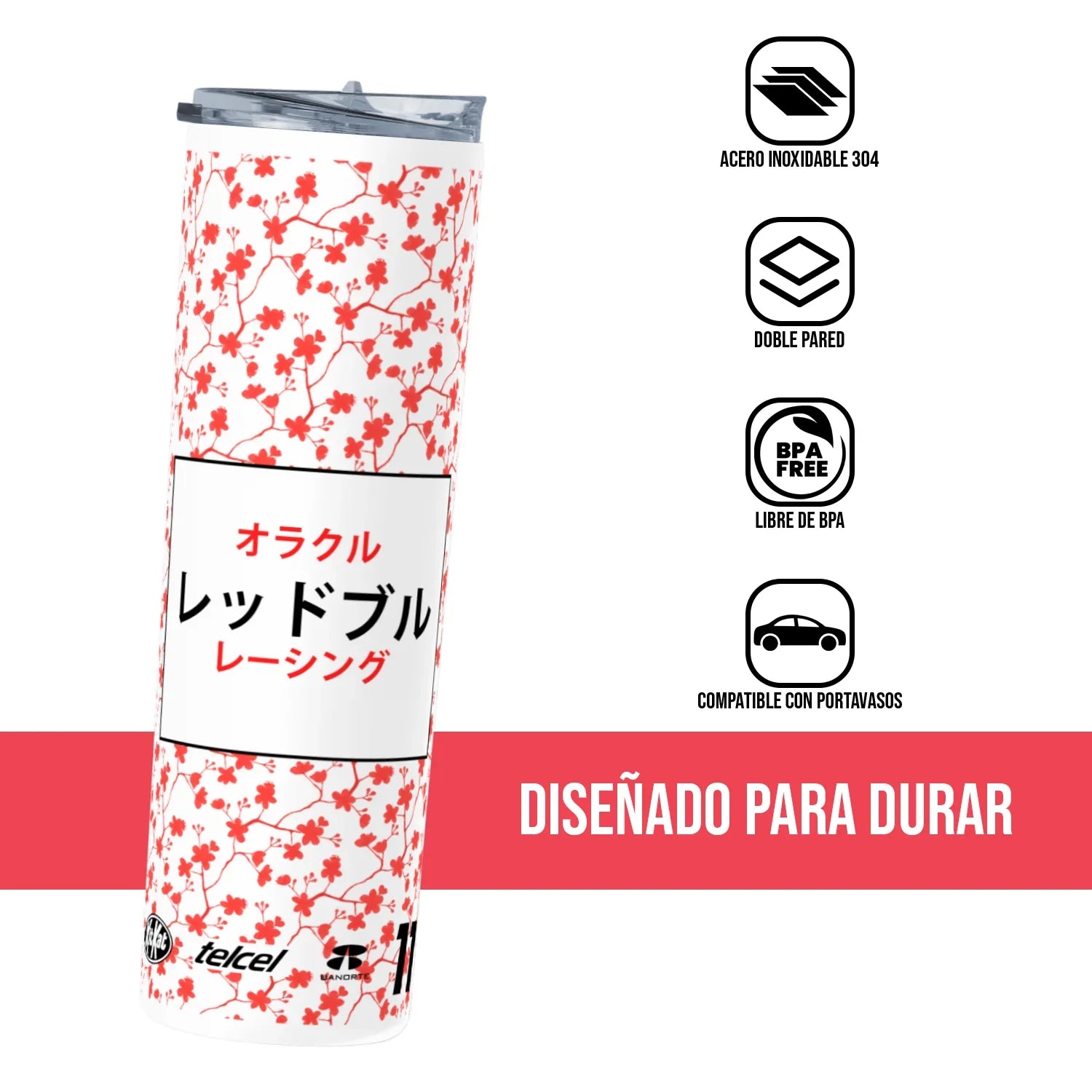 Termo Skinny Tumbler 20 oz de acero inoxidable - Checo Perez Japan