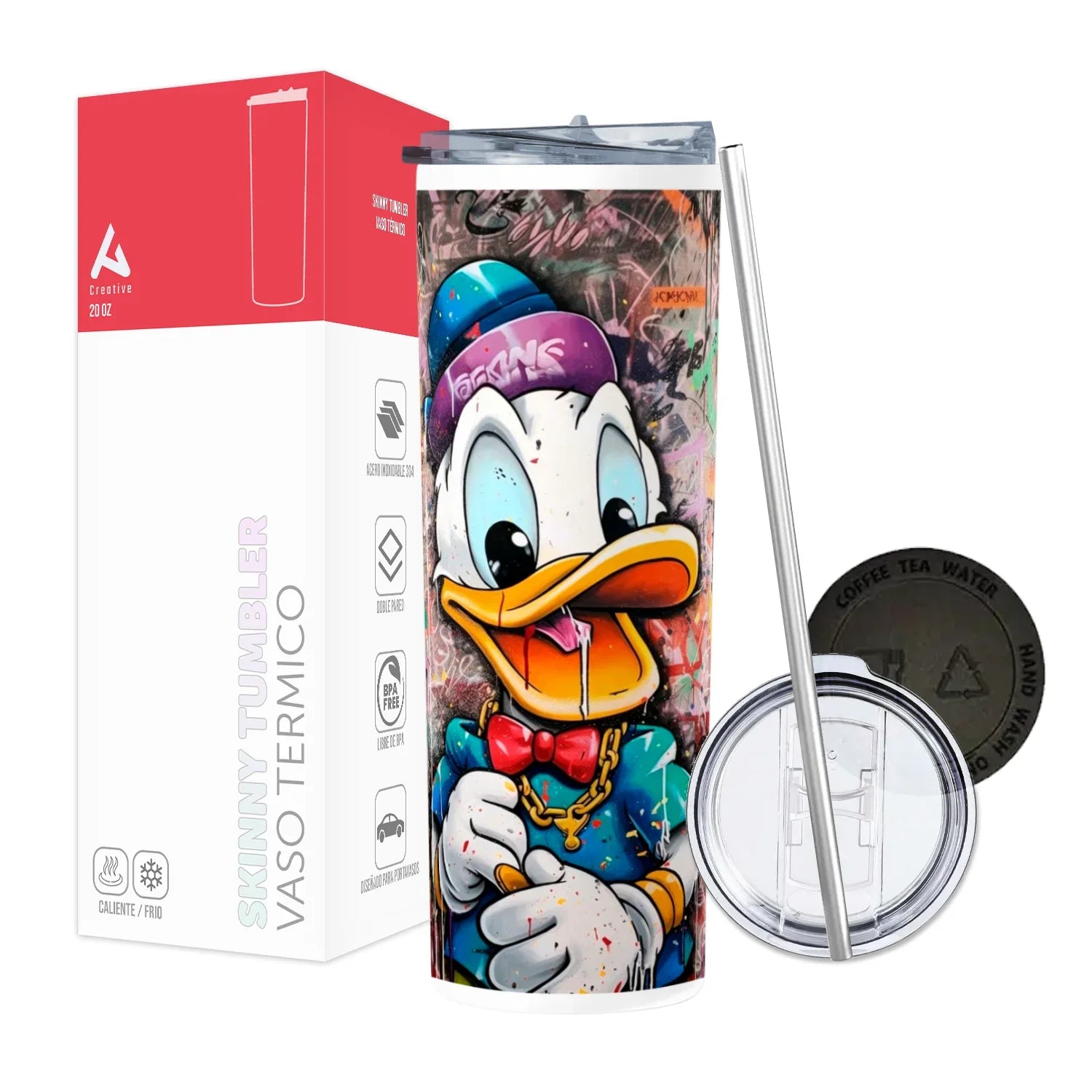 Termo Skinny Tumbler 20 oz de acero inoxidable - Pato Donal Urban Style