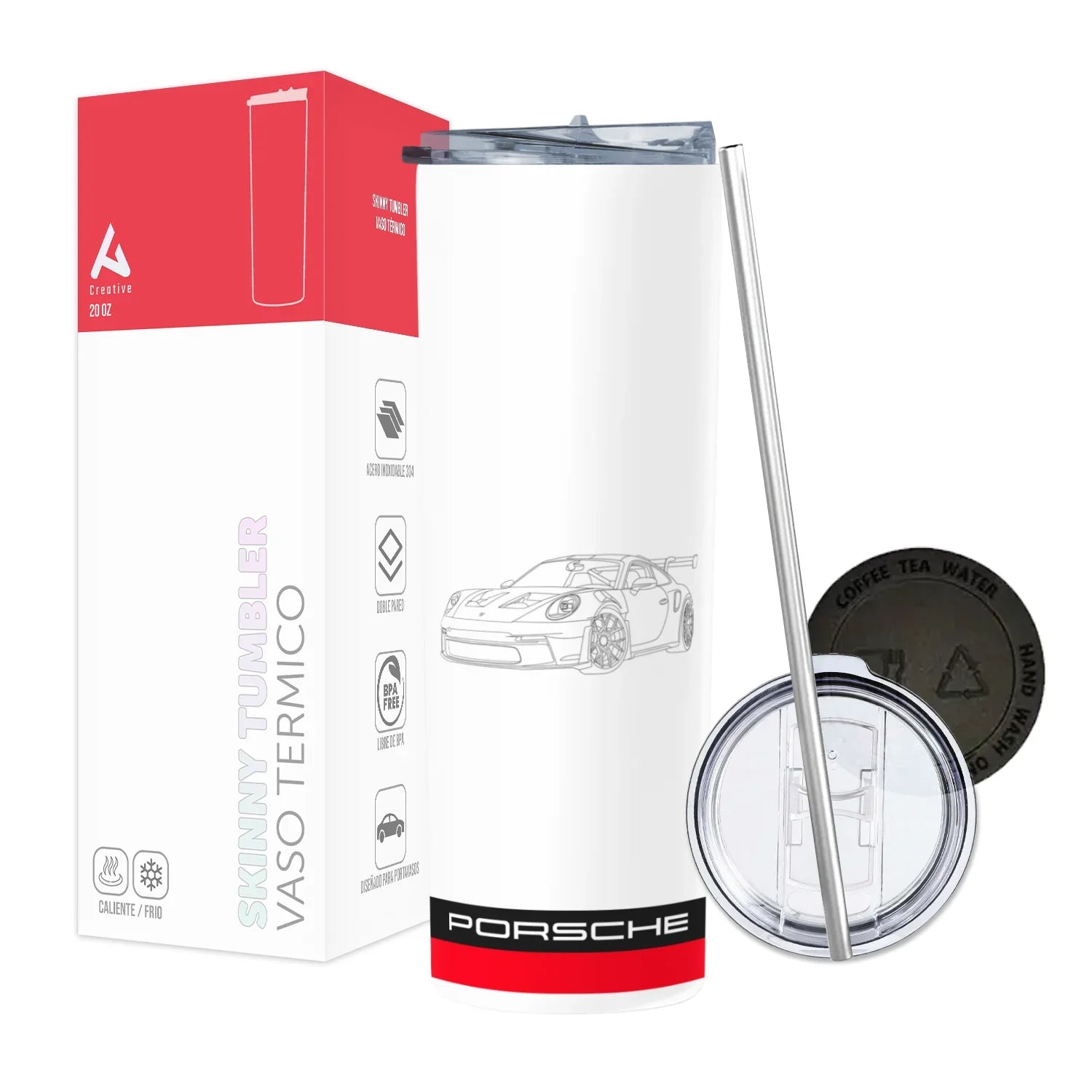 Termo Skinny Tumbler 20 oz de acero inoxidable - Porsche Line