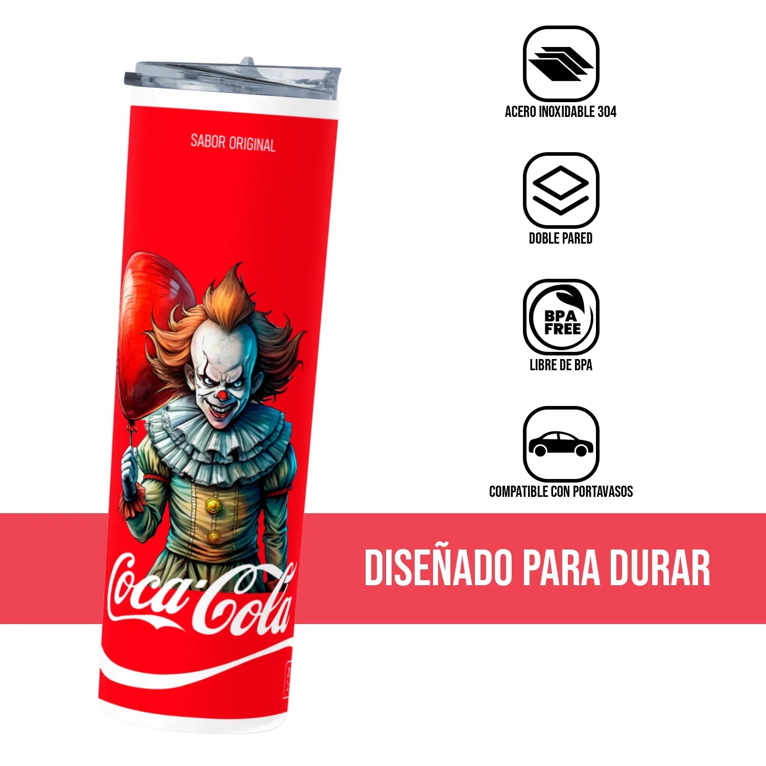 Termo Skinny Tumbler 20 oz de acero inoxidable - It Eso Coca Cola