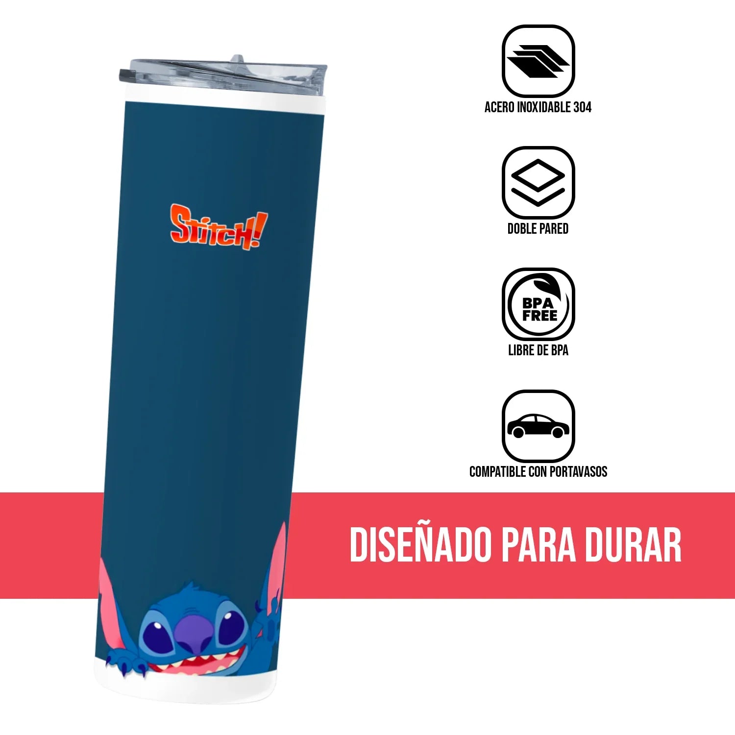 Termo Skinny Tumbler 20 oz de acero inoxidable - Stitch