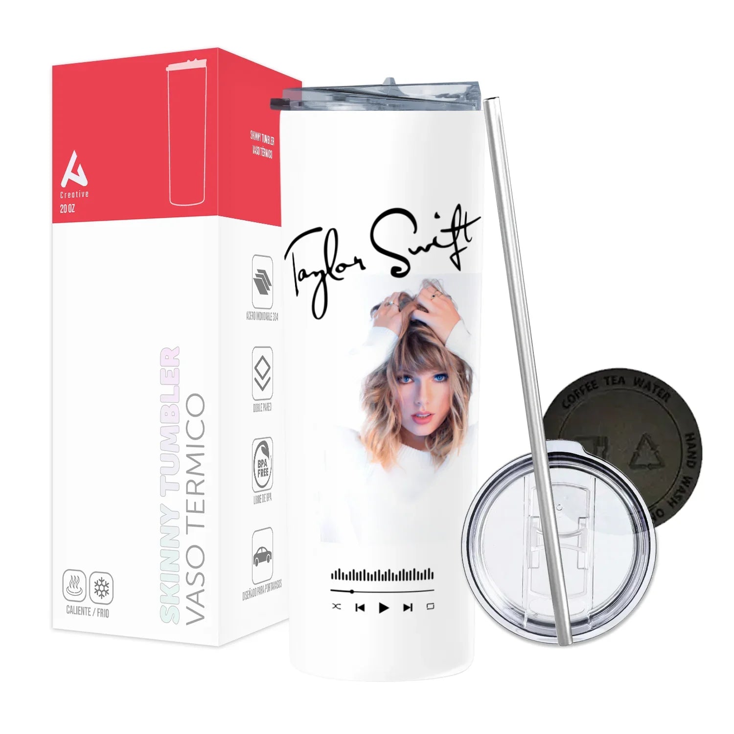 Termo Skinny Tumbler 20 oz de acero inoxidable - Taylor Swift Firma