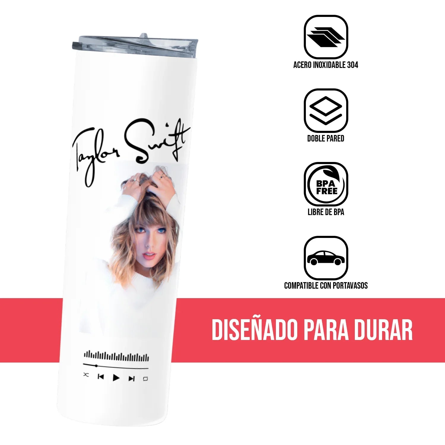 Termo Skinny Tumbler 20 oz de acero inoxidable - Taylor Swift Firma