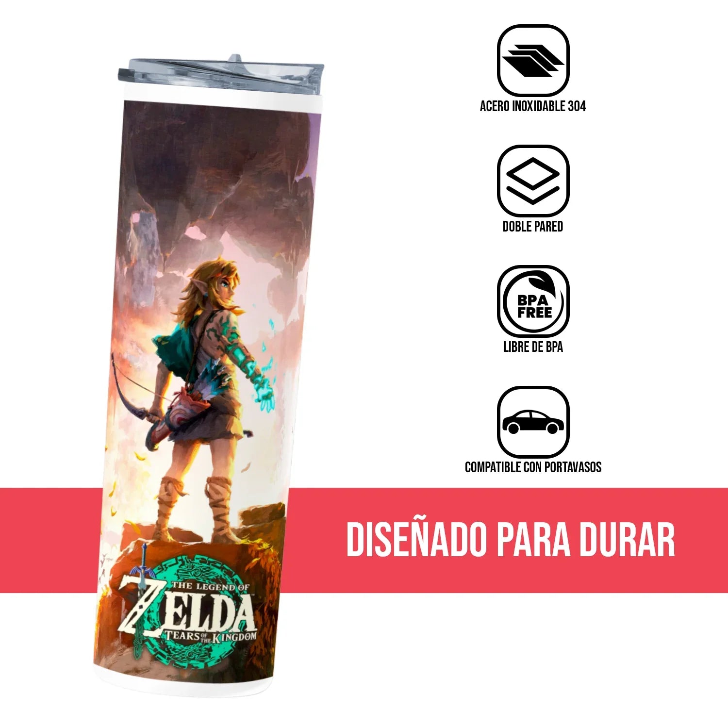 Termo Skinny Tumbler 20 oz de acero inoxidable - Zelda