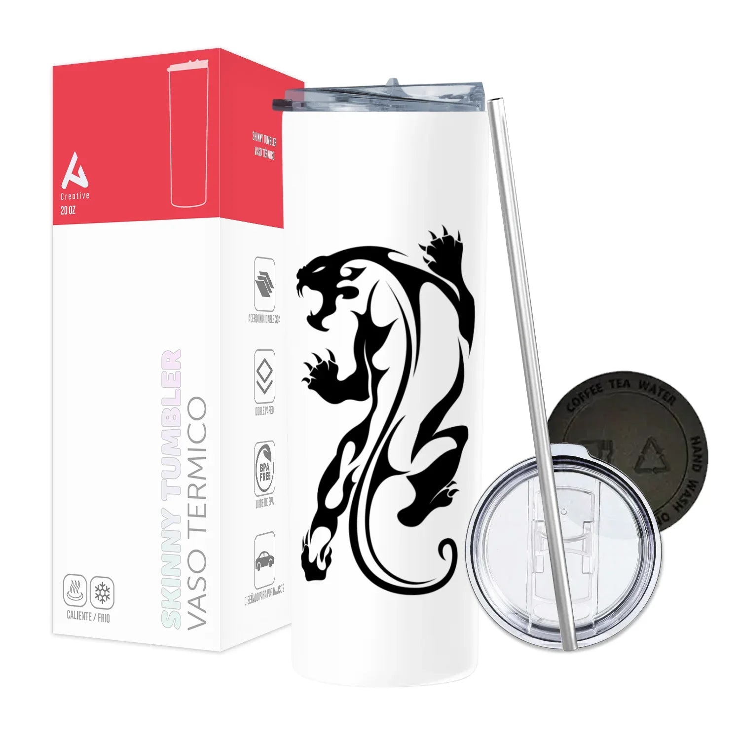 Termo Skinny Tumbler 20 oz de acero inoxidable - Pantera Lines