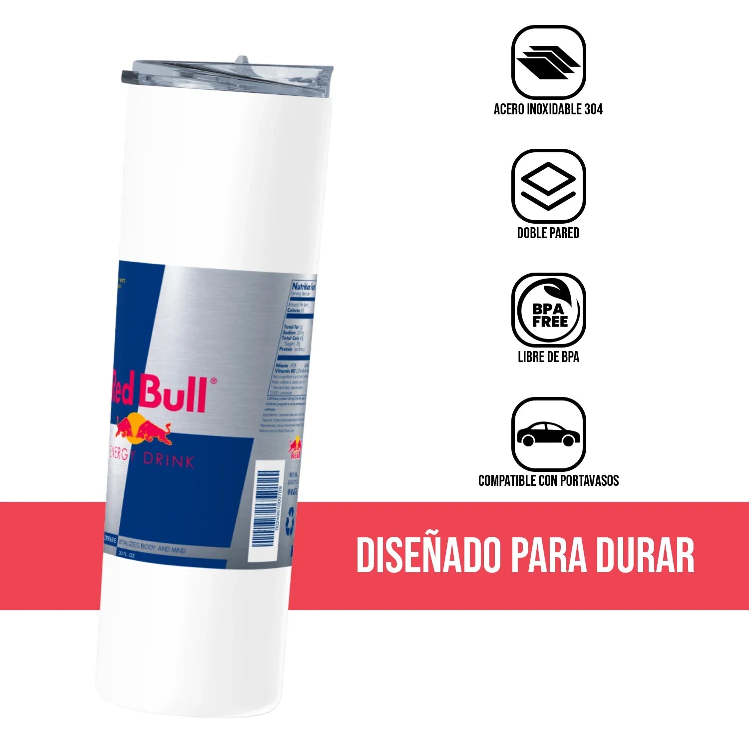 Termo Skinny Tumbler 20 oz de acero inoxidable - Red Bull Estilo Lata