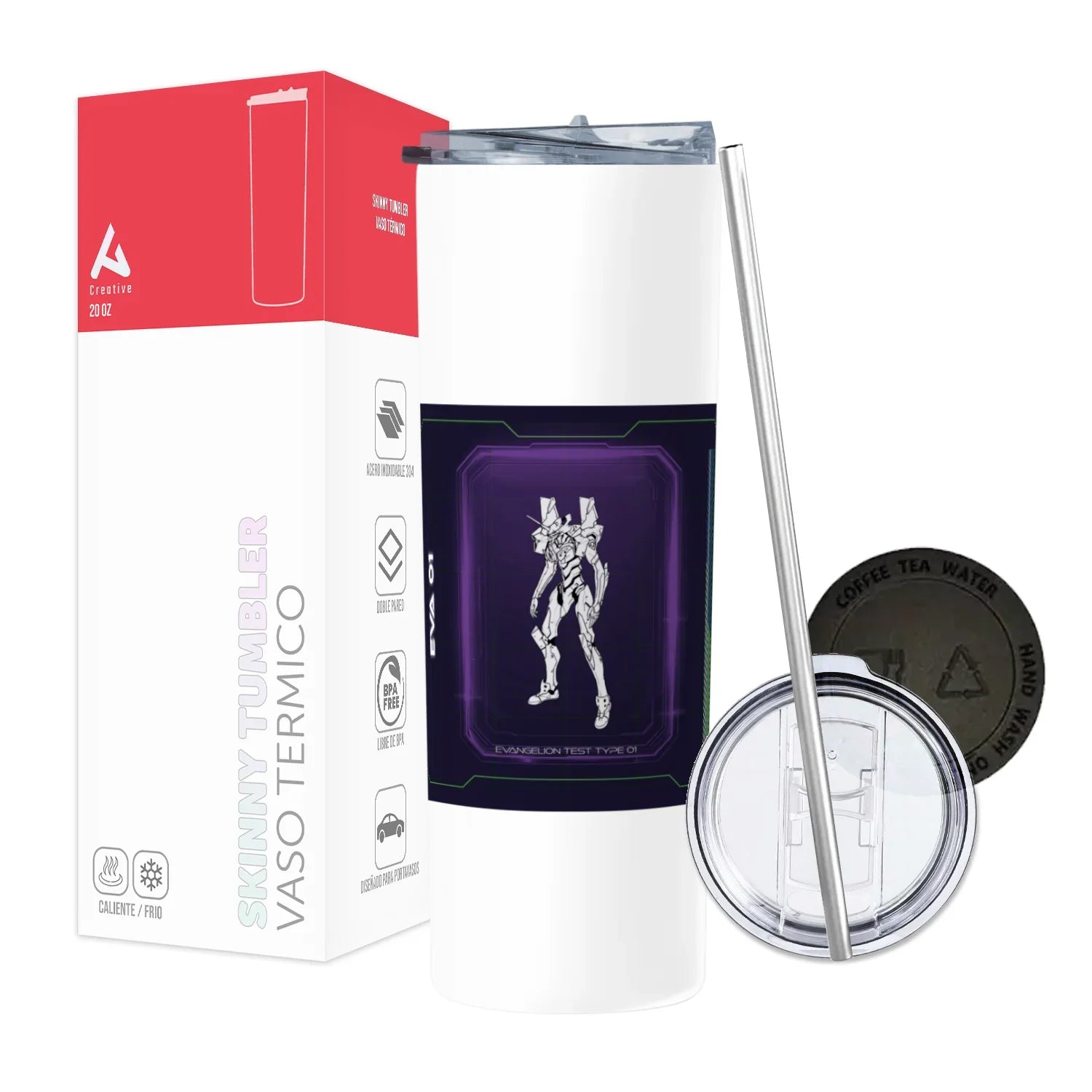 Termo Skinny Tumbler 20 oz de acero inoxidable - Evangelion Eva 01