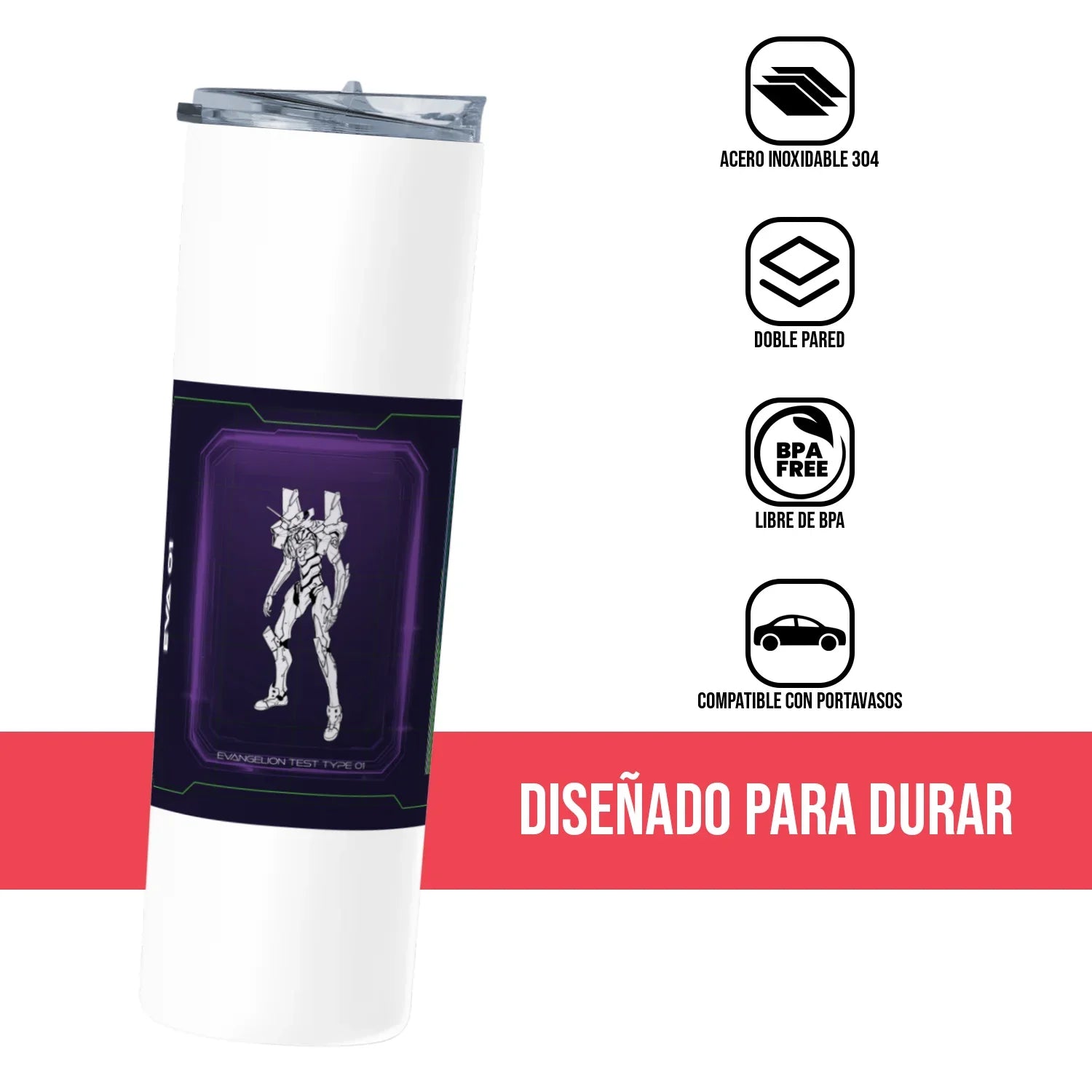 Termo Skinny Tumbler 20 oz de acero inoxidable - Evangelion Eva 01