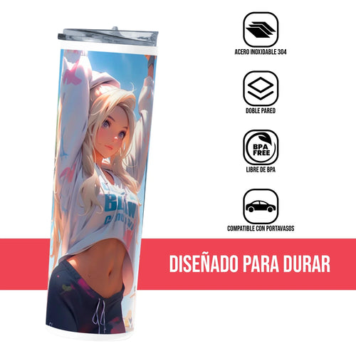 Termo Skinny Tumbler 20 oz de acero inoxidable - Chica Anime 01