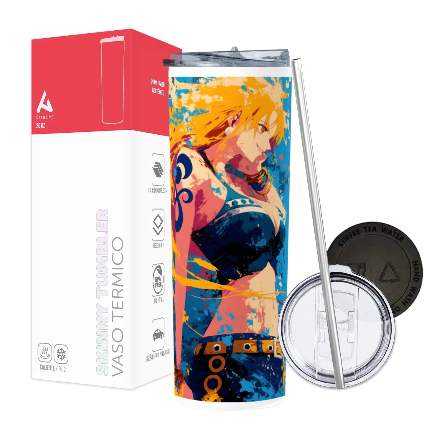 Termo Skinny Tumbler 20 oz de acero inoxidable - One Piece Nami 02