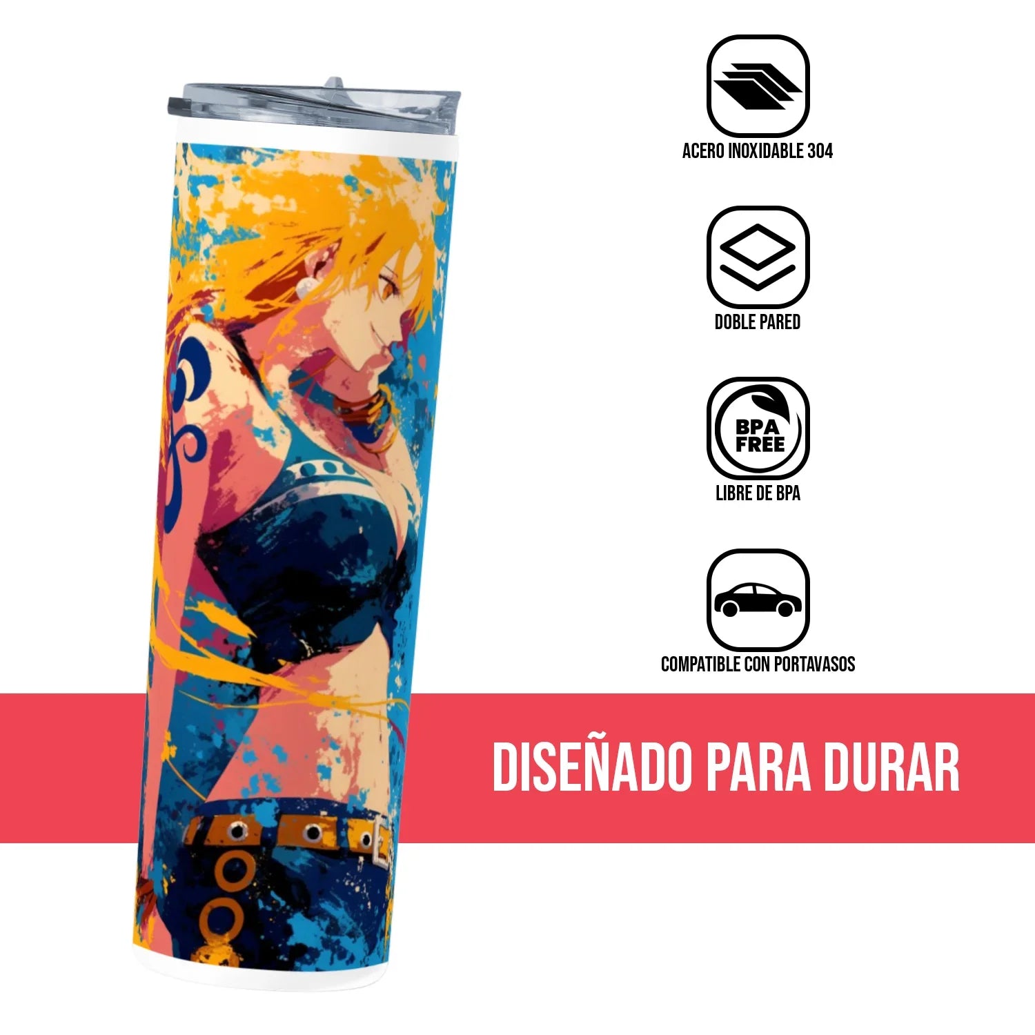 Termo Skinny Tumbler 20 oz de acero inoxidable - One Piece Nami 02