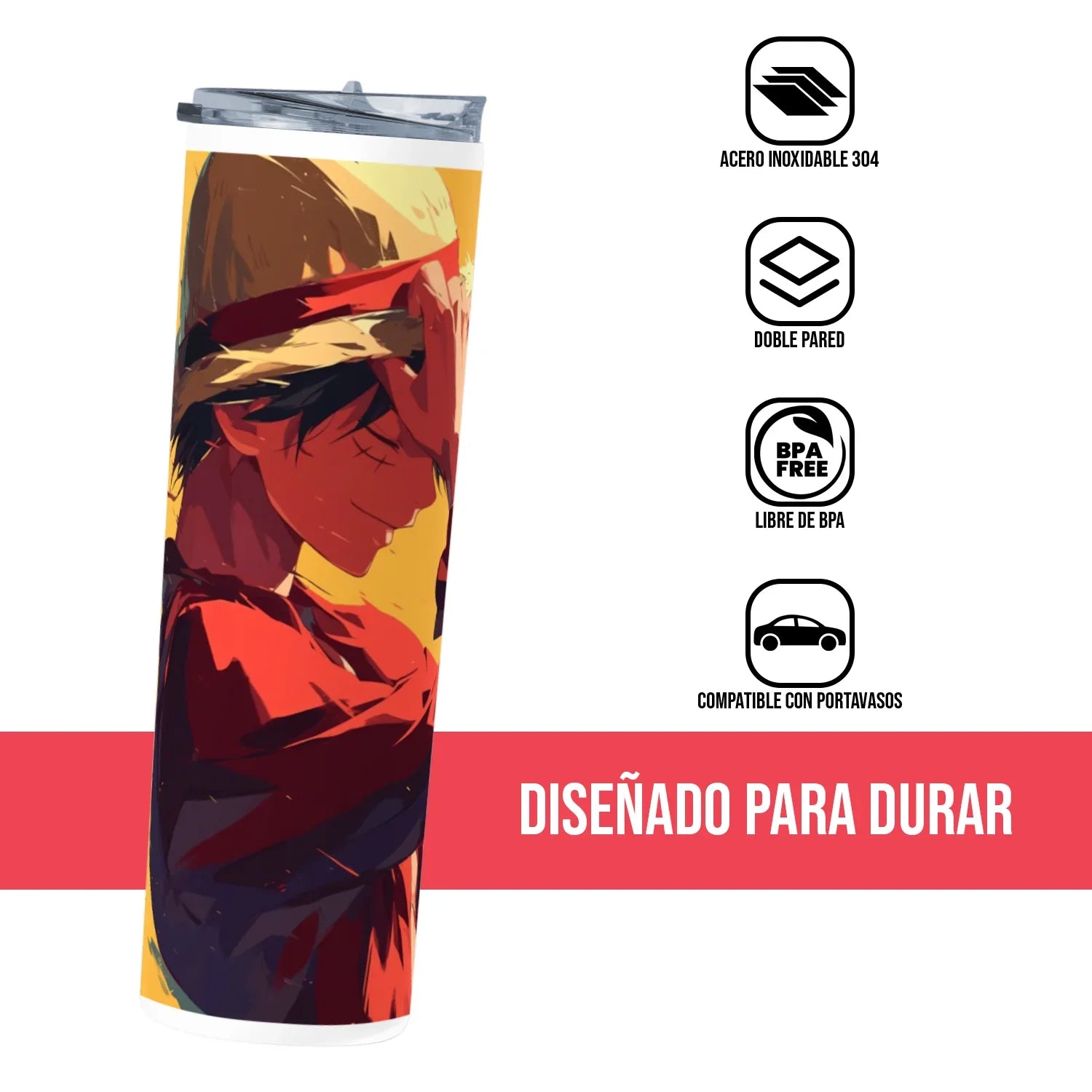 Termo Skinny Tumbler 20 oz de acero inoxidable - One Piece Luffy 01