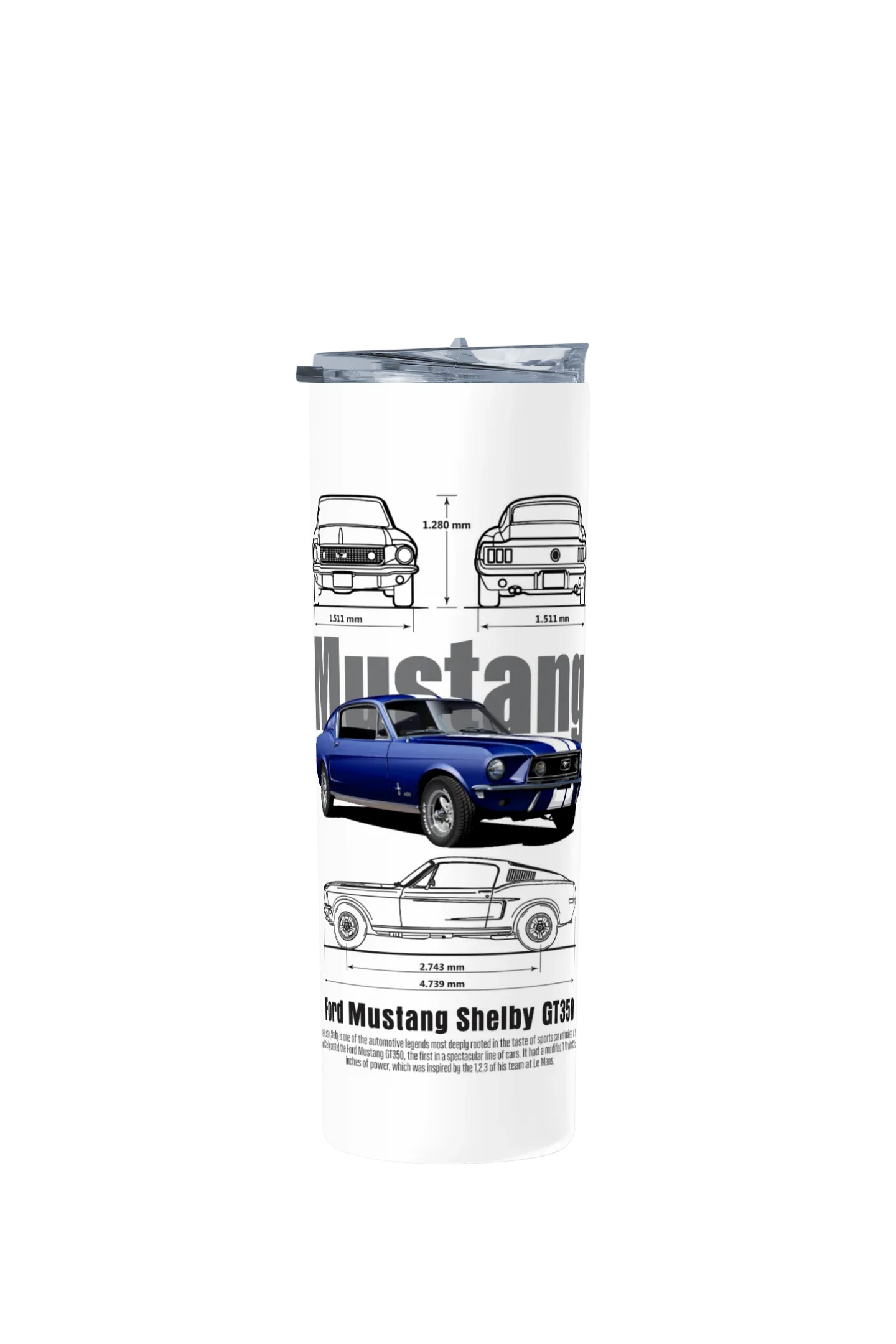 Termo Skinny Tumbler 20 oz de acero inoxidable - Mustang Technical