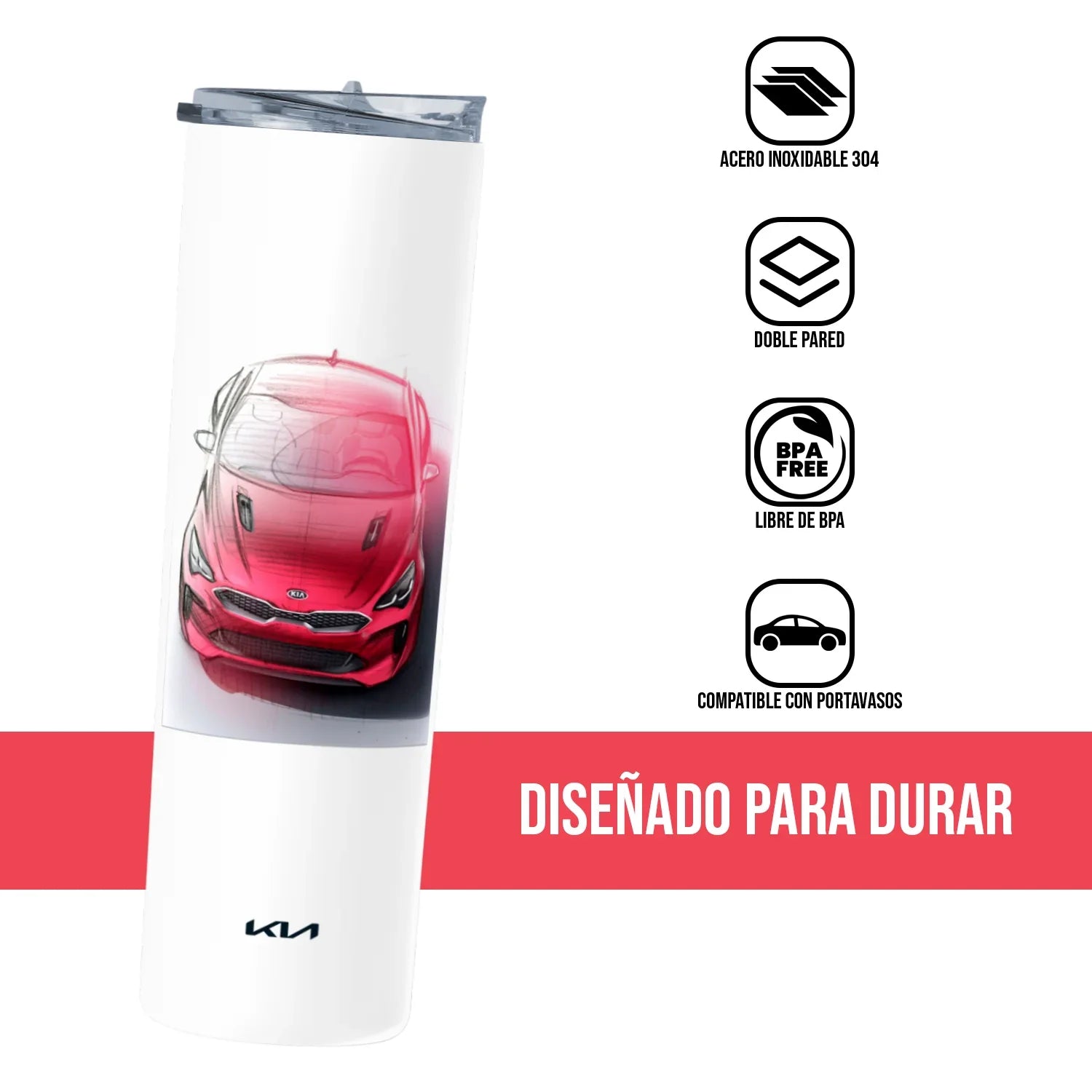 Termo Skinny Tumbler 20 oz de acero inoxidable - Kia Stinger