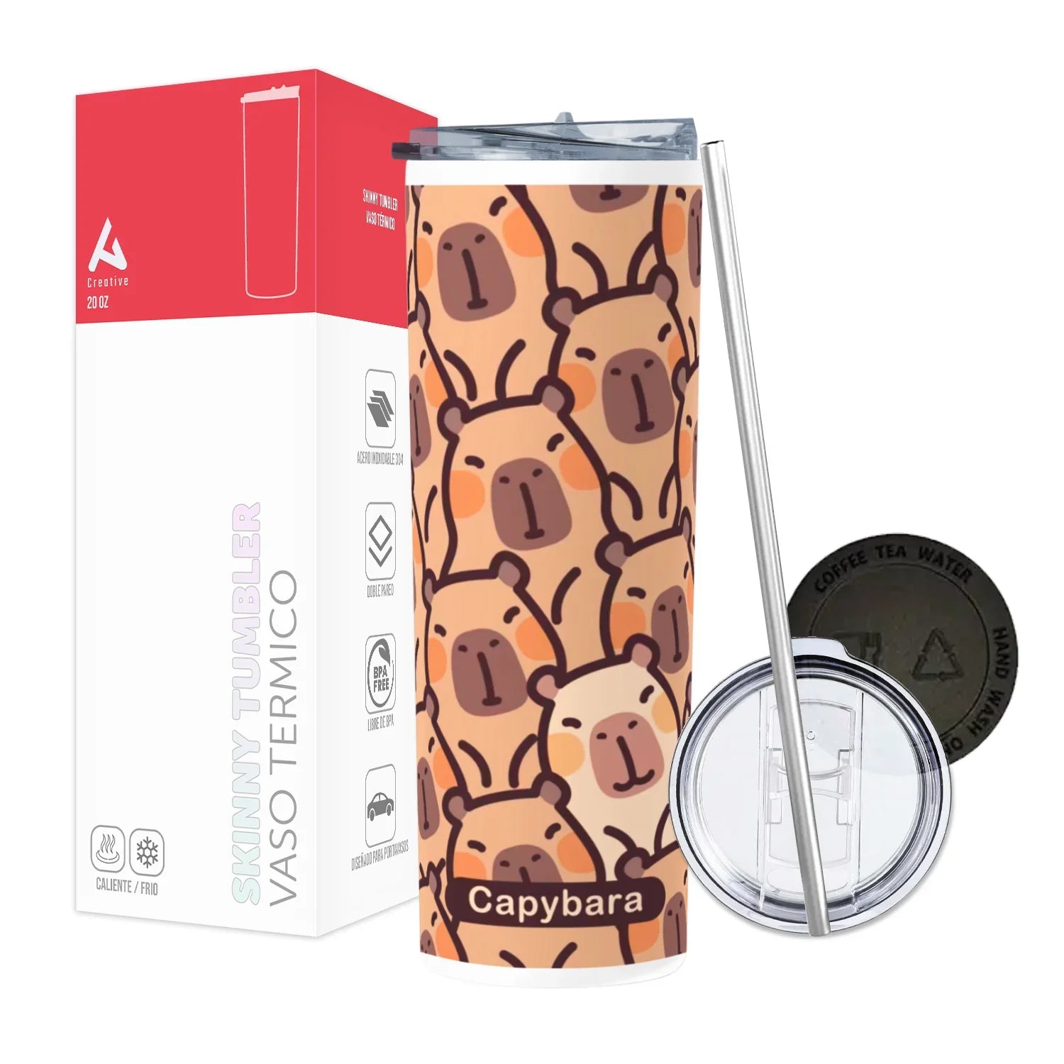 Termo Skinny Tumbler 20 oz de acero inoxidable - Patron Capibara