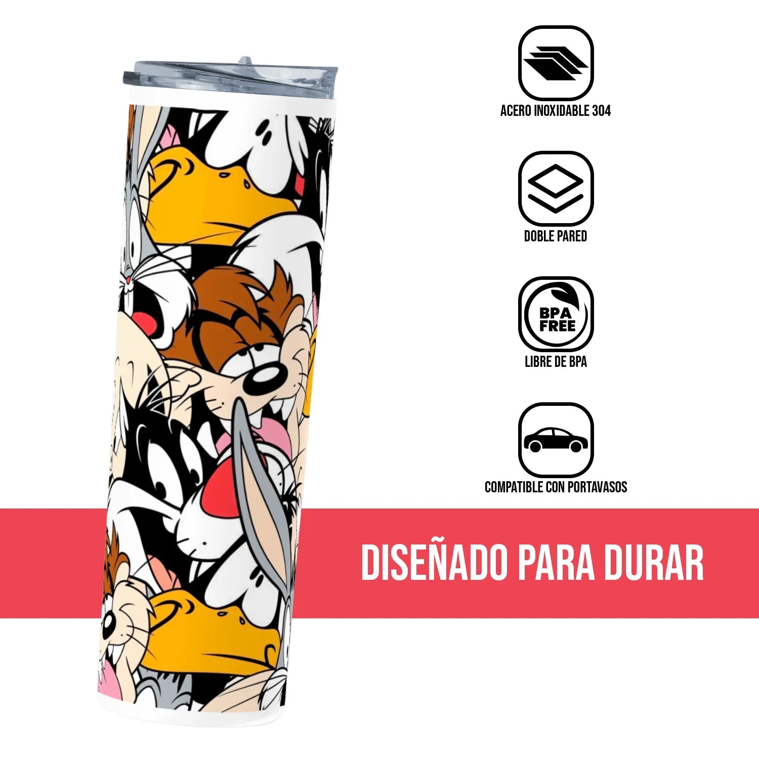 Termo Skinny Tumbler 20 oz de acero inoxidable - Looney Tunes