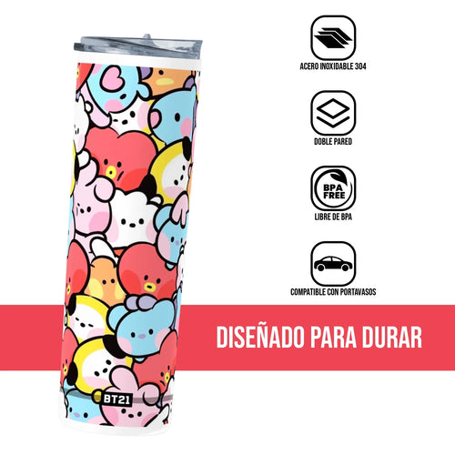 Termo Skinny Tumbler 20 oz de acero inoxidable - BT21 Collage