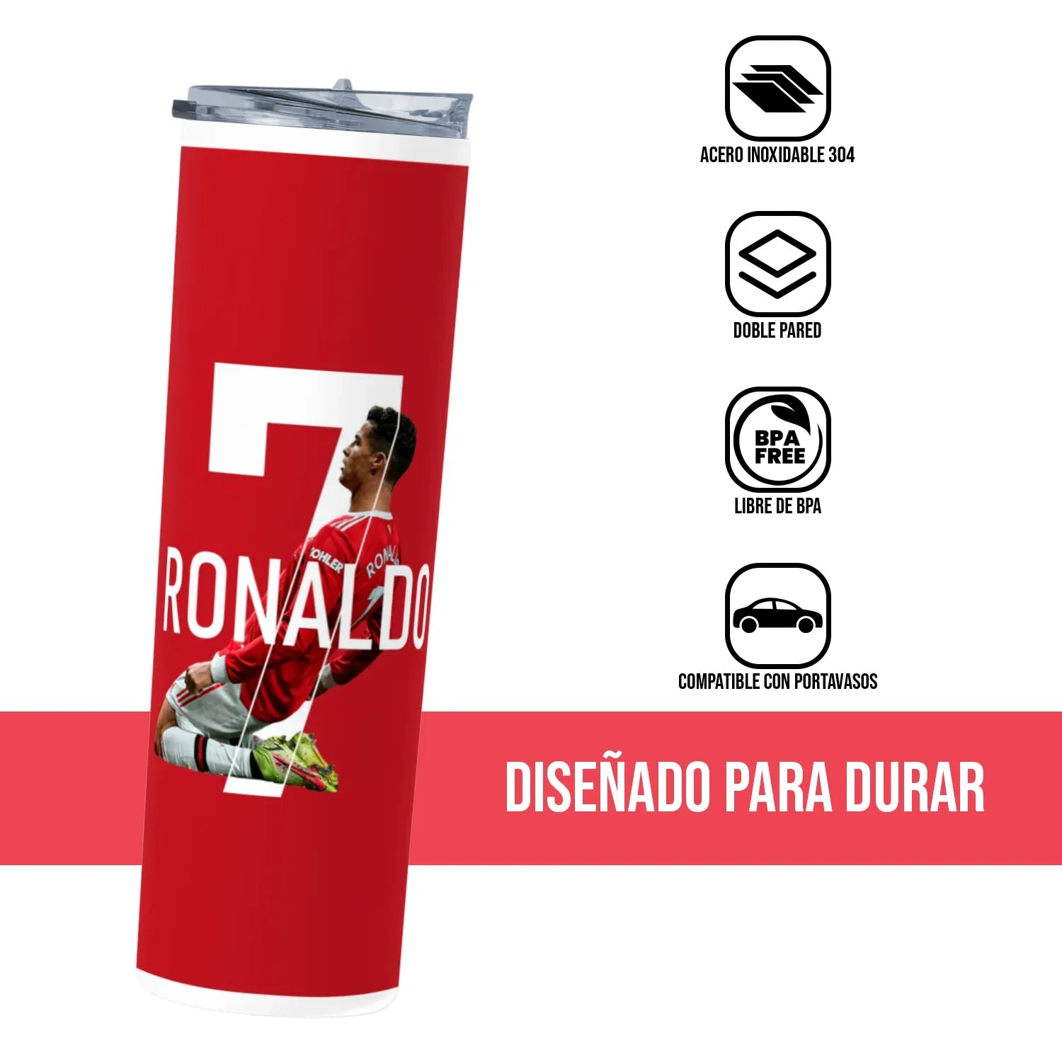 Termo Skinny Tumbler 20 oz de acero inoxidable - Cristiano Ronaldo 03