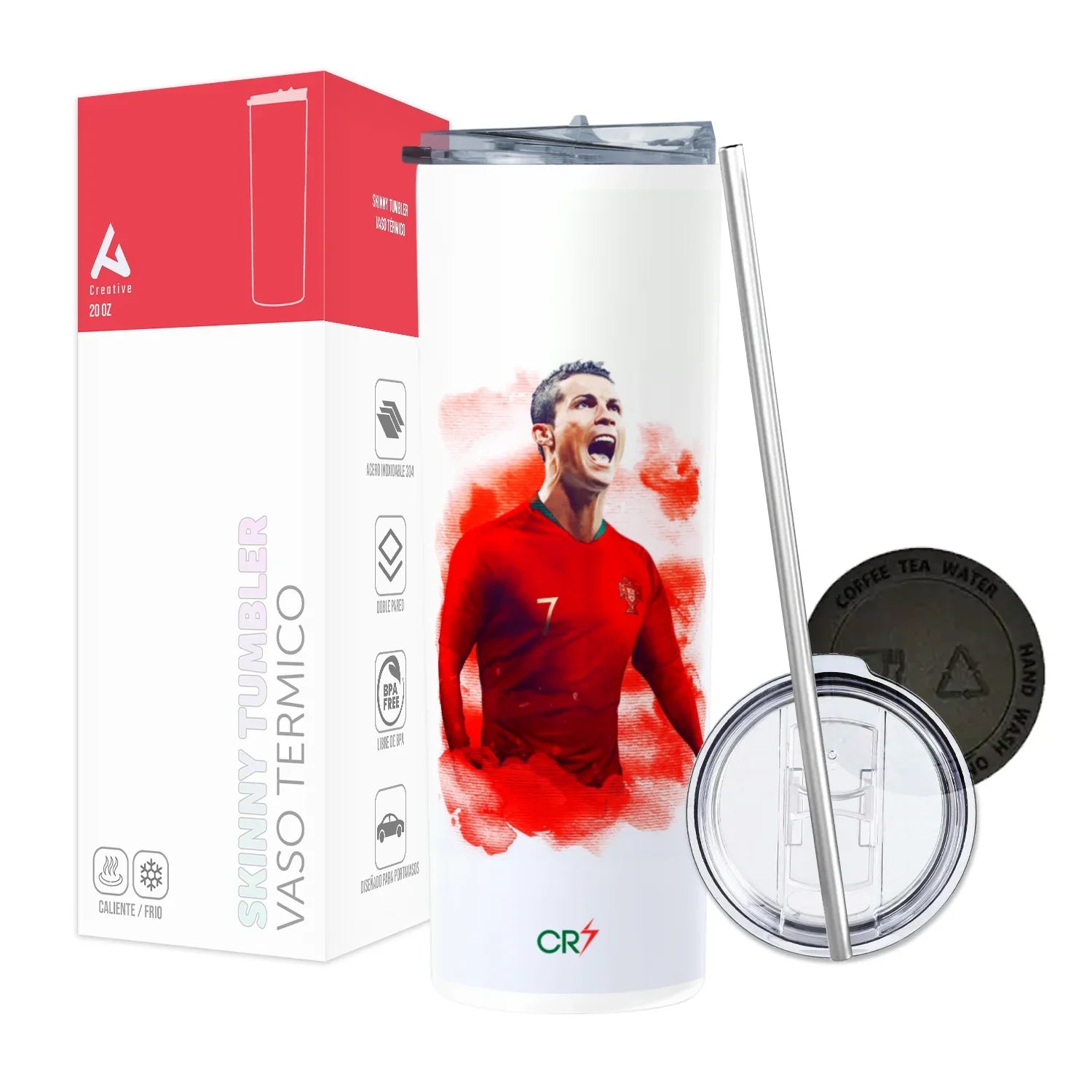 Termo Skinny Tumbler 20 oz de acero inoxidable - Cristiano Ronaldo 04