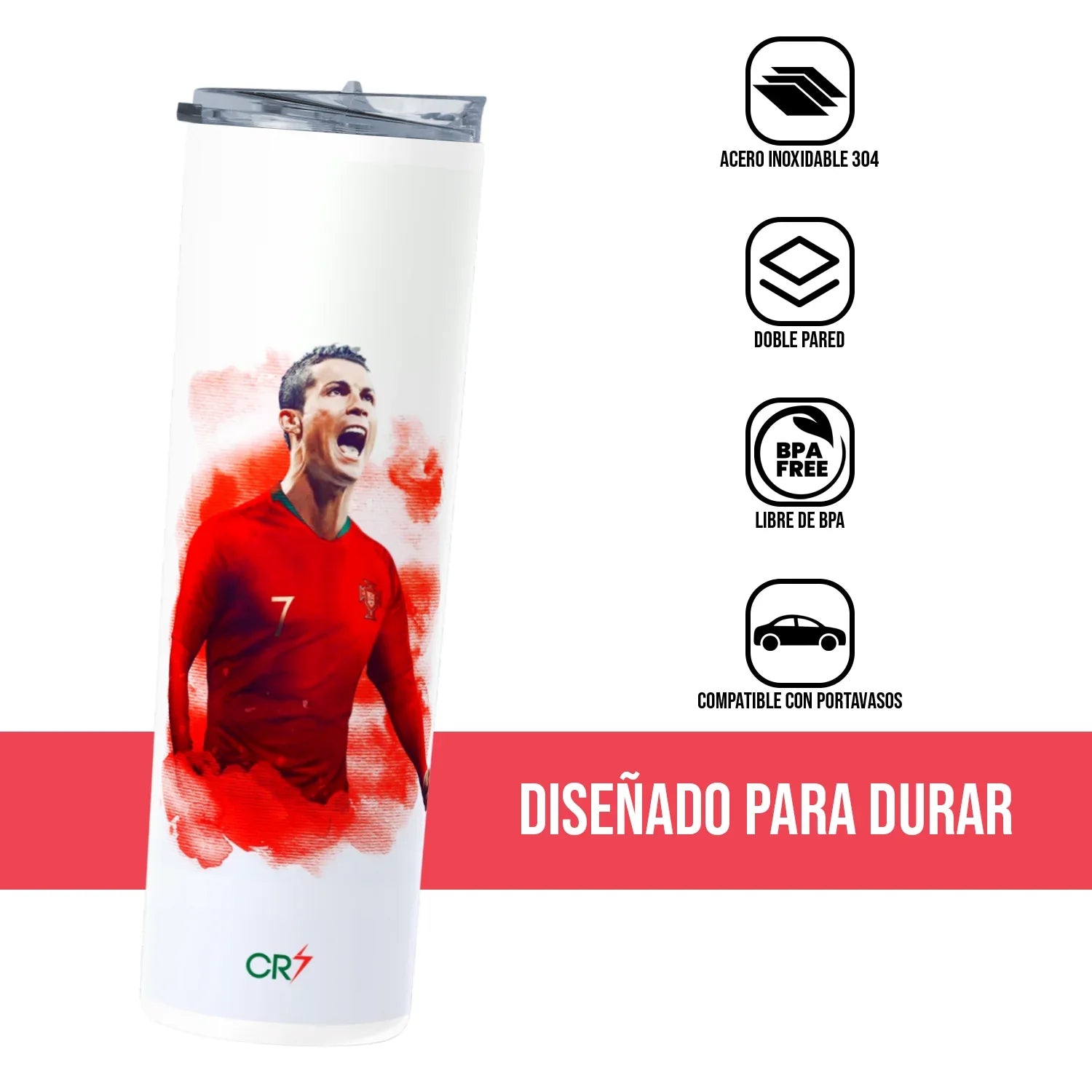 Termo Skinny Tumbler 20 oz de acero inoxidable - Cristiano Ronaldo 04