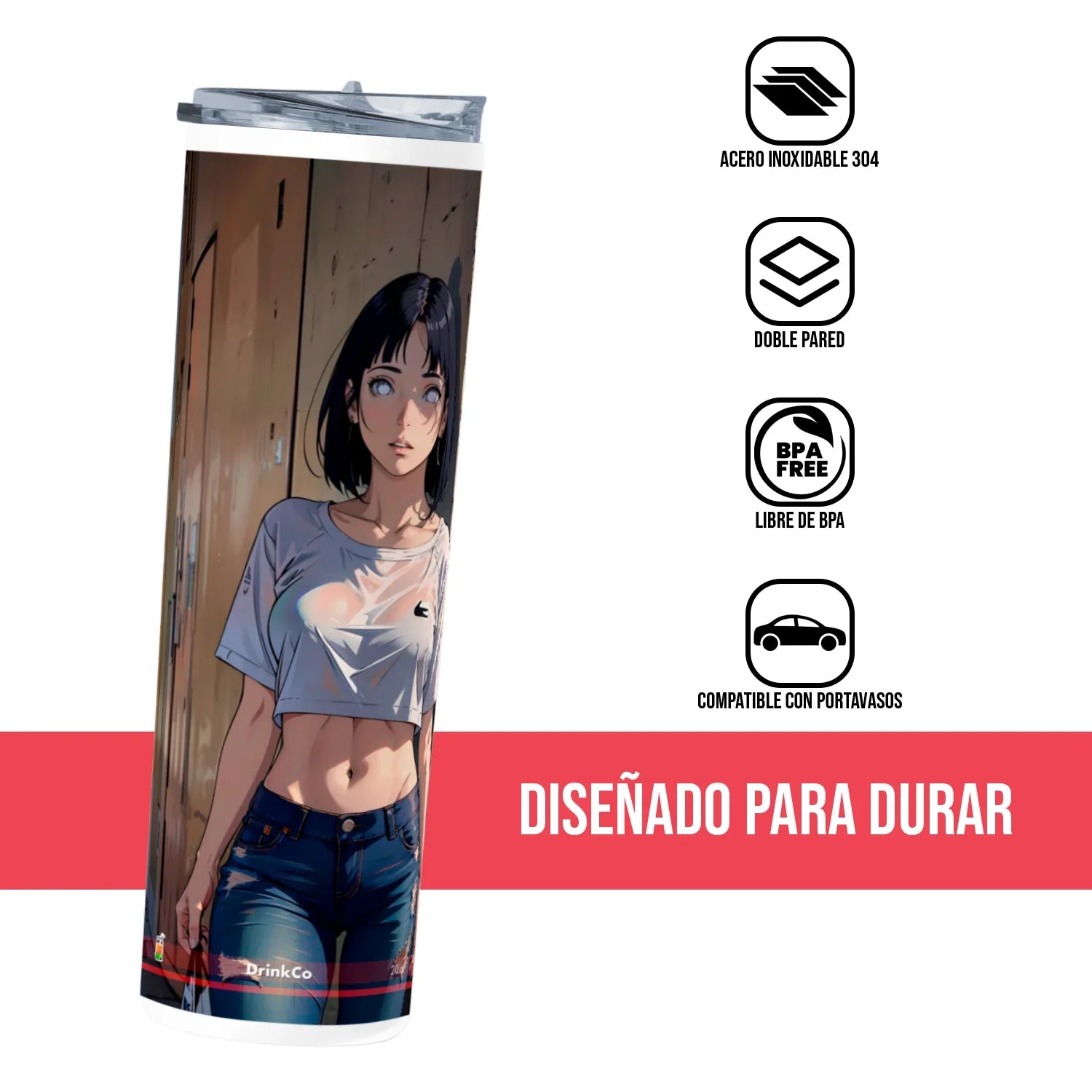 Termo Skinny Tumbler 20 oz de acero inoxidable - Chica Anime 02