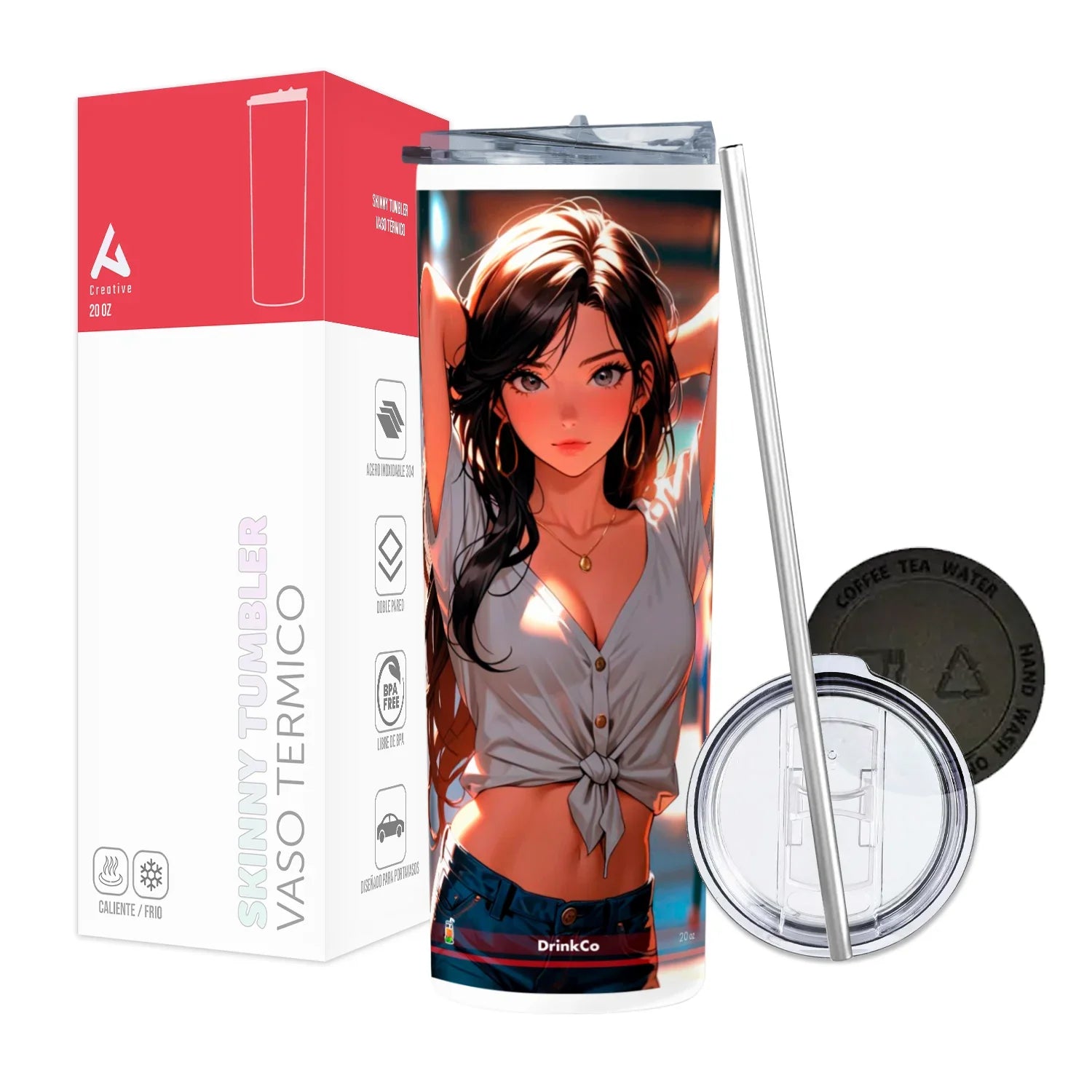 Termo Skinny Tumbler 20 oz de acero inoxidable - Chica Anime 05