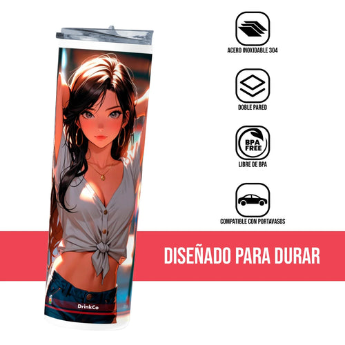 Termo Skinny Tumbler 20 oz de acero inoxidable - Chica Anime 05