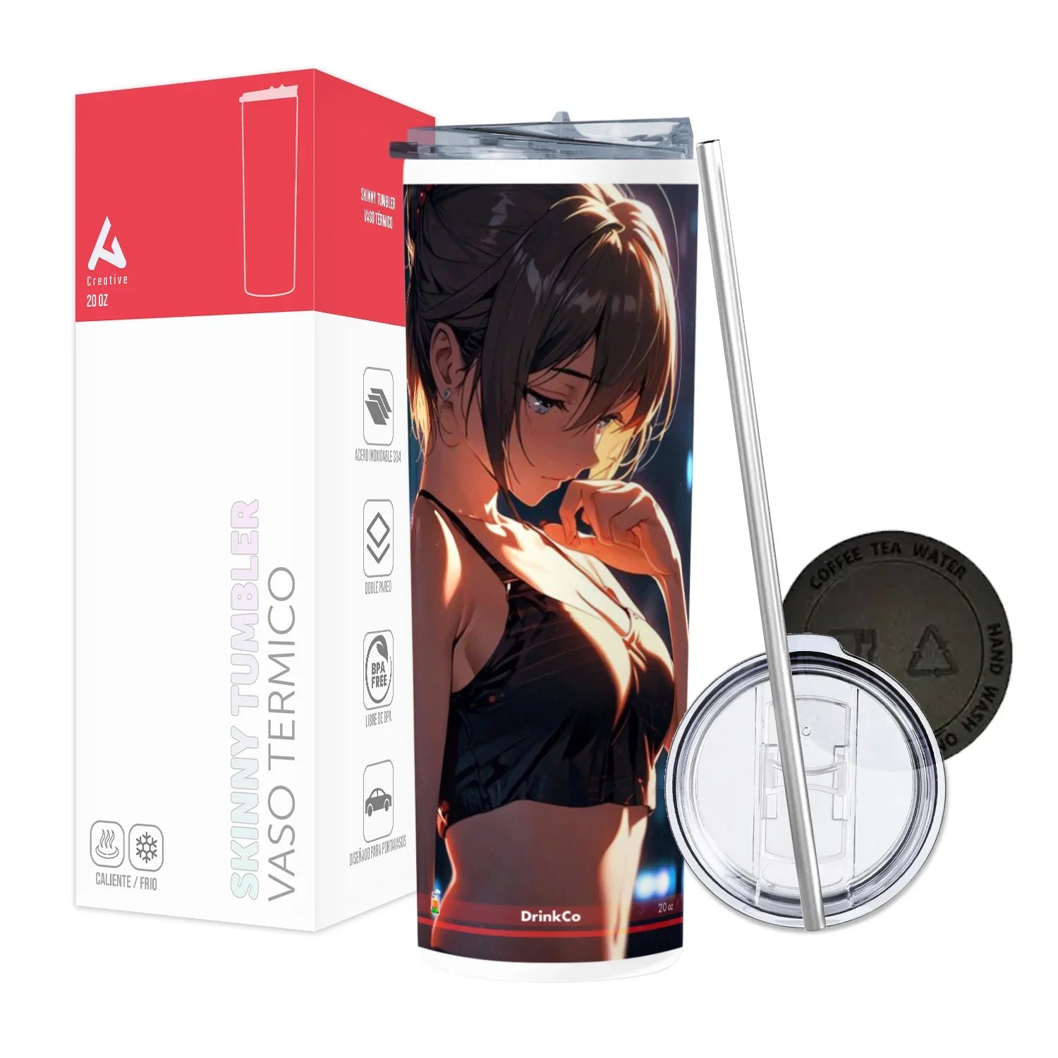Termo Skinny Tumbler 20 oz de acero inoxidable - Chica Anime 06