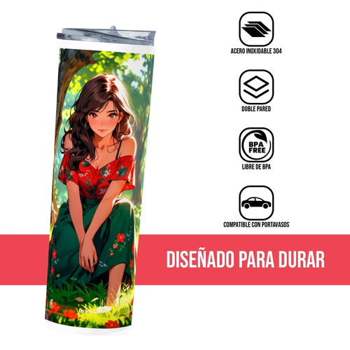 Termo Skinny Tumbler 20 oz de acero inoxidable - Chica Anime 07