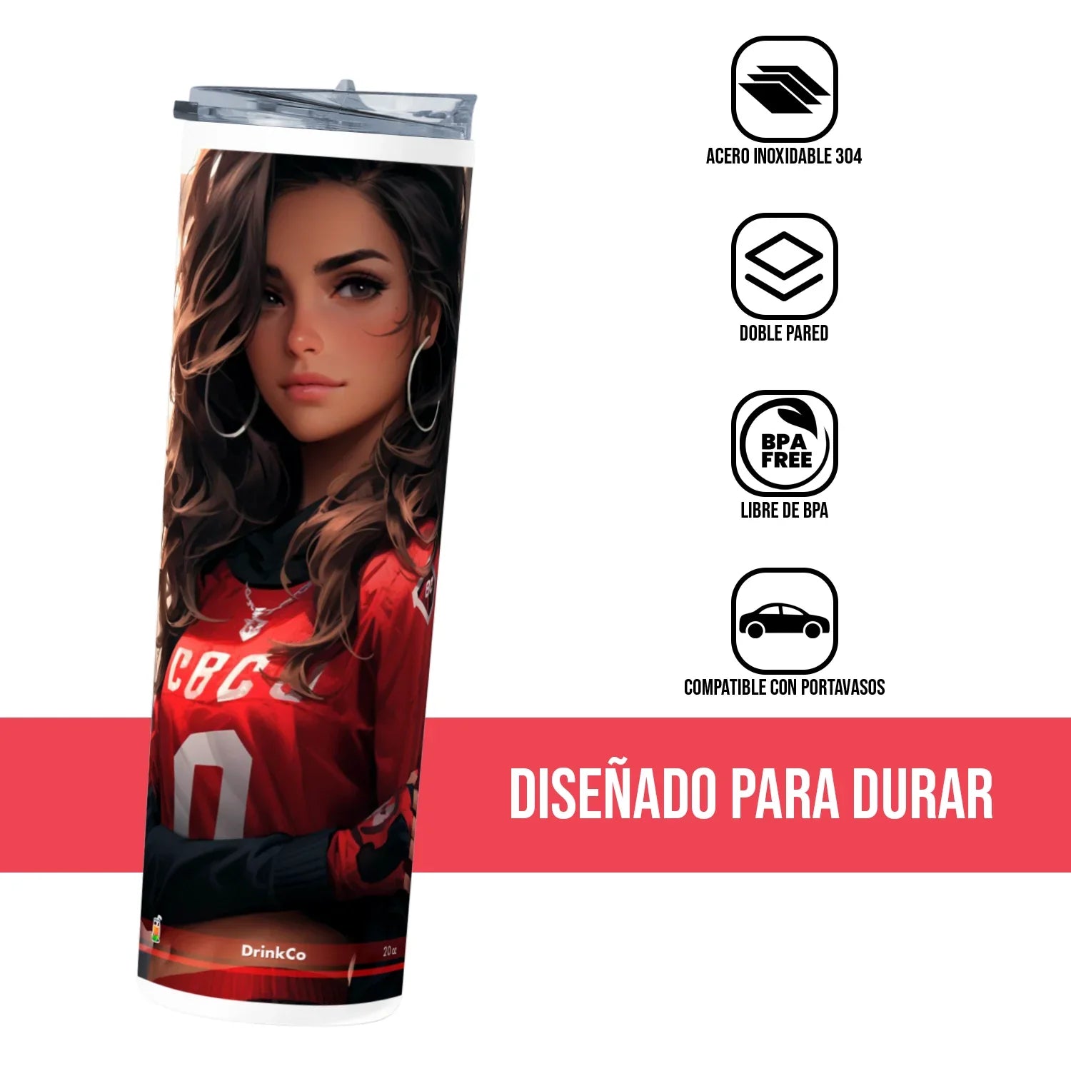 Termo Skinny Tumbler 20 oz de acero inoxidable - Chica Anime 09