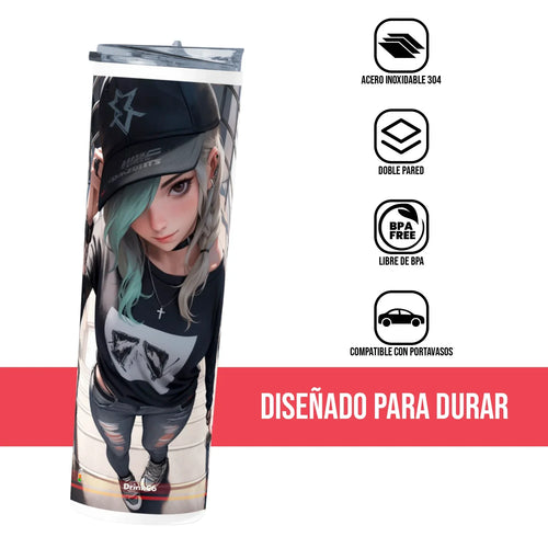 Termo Skinny Tumbler 20 oz de acero inoxidable - Chica Anime 10