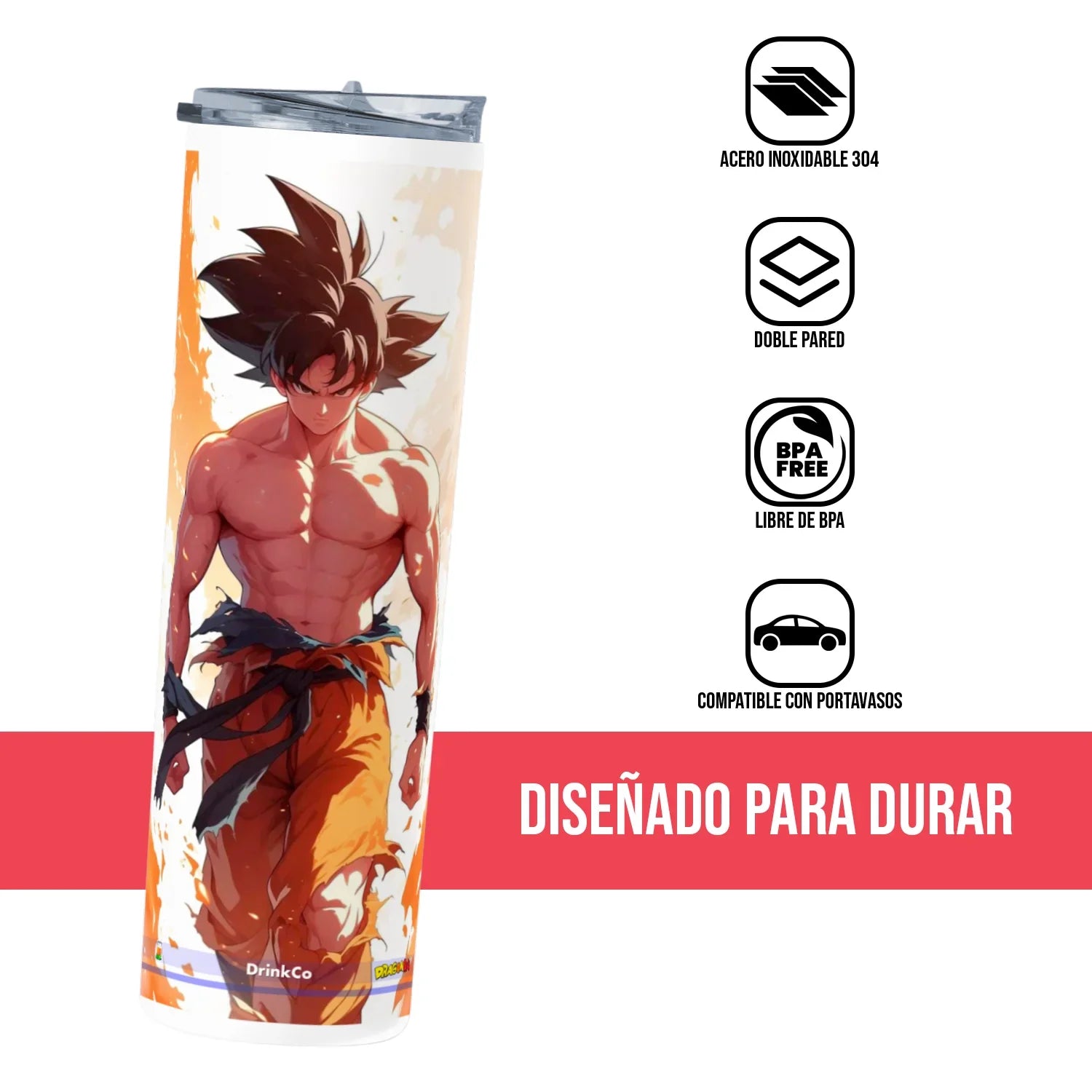 Termo Skinny Tumbler 20 oz de acero inoxidable - Dragon Ball Goku 01