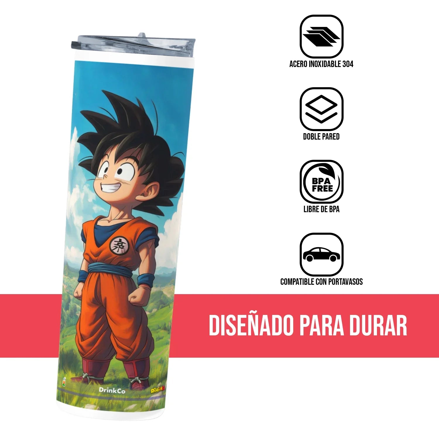 Termo Skinny Tumbler 20 oz de acero inoxidable - Dragon Ball Goku 03