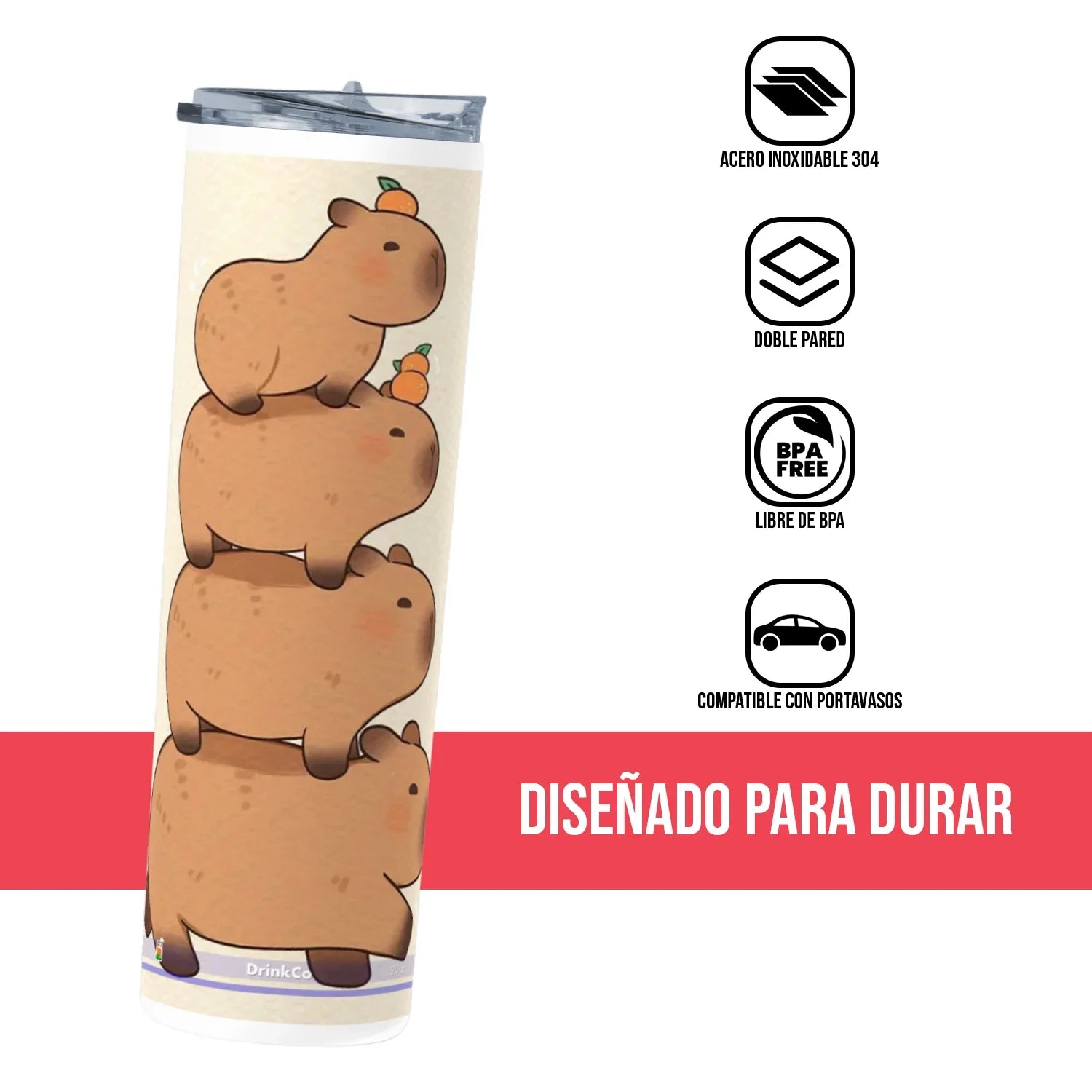 Termo Skinny Tumbler 20 oz de acero inoxidable - Torre Capibara