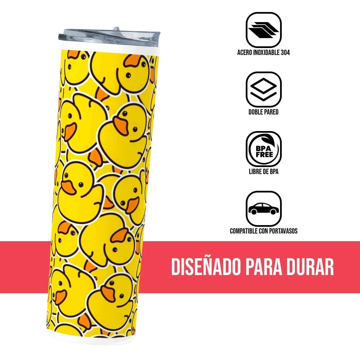 Termo Skinny Tumbler 20 oz de acero inoxidable - Patitos Patron