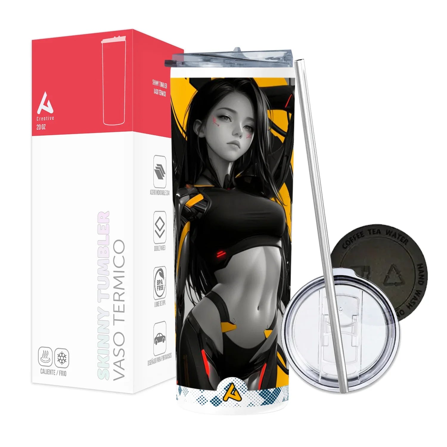 Termo Skinny Tumbler 20 oz de acero inoxidable - Chica Anime 11